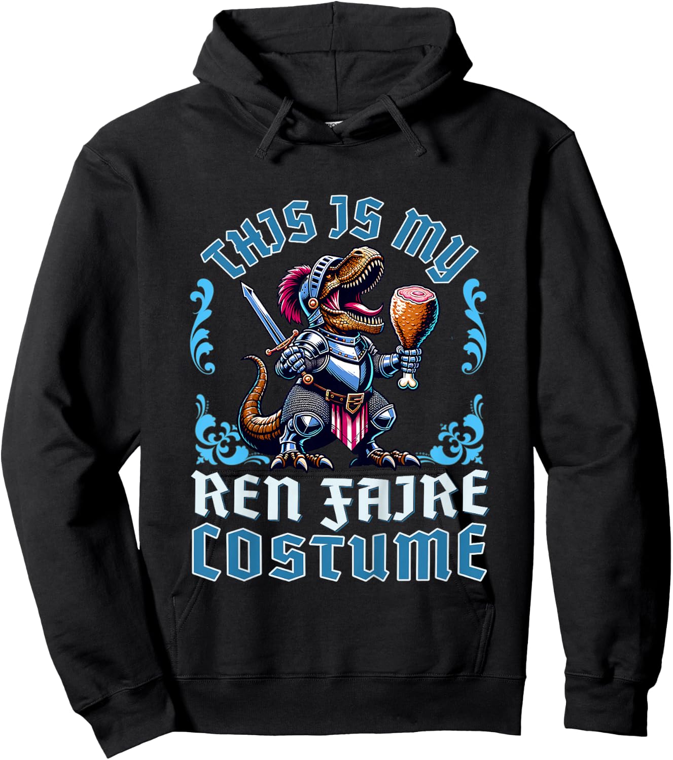 This is My Ren Faire Costume T-Rex Dinosaur Medieval Knight Hoodie - Hoodie | Black