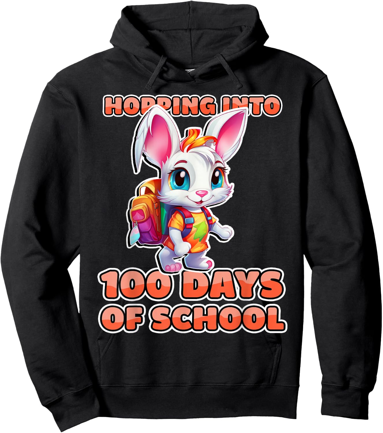 100 Days Of School Shirt Rabbit Hopping Into 100th Day Hoodie - Hoodie | Black