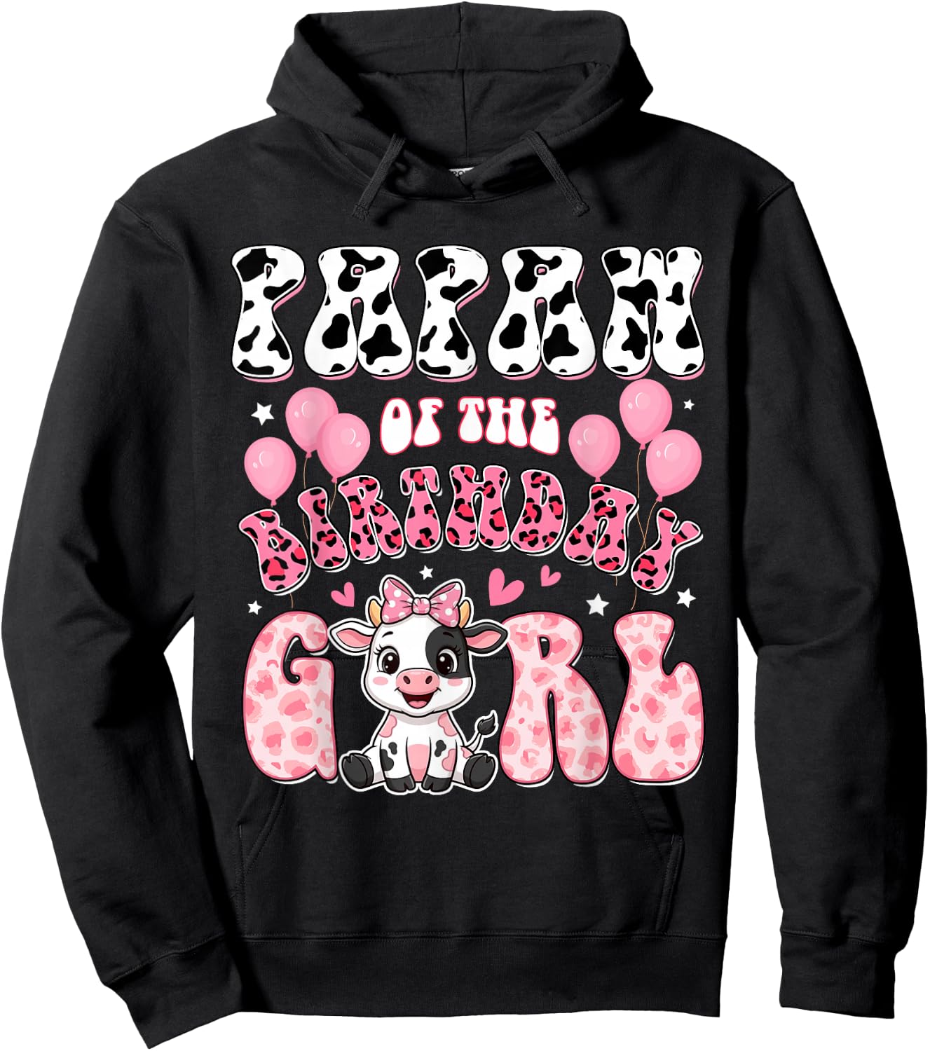 Papaw of The Birthday Girl Cow Farm Family 1St Birthday Hoodie - Hoodie | Black