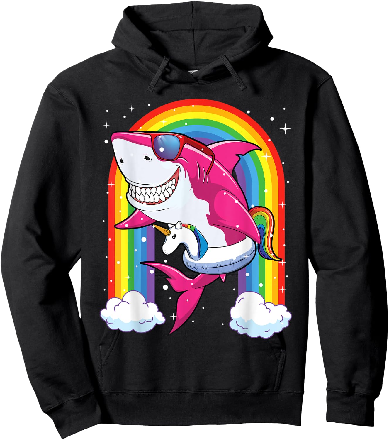 Pink Shark Shirt For Girls Kids Summer Vacation Unicorn Hoodie - Hoodie | Black
