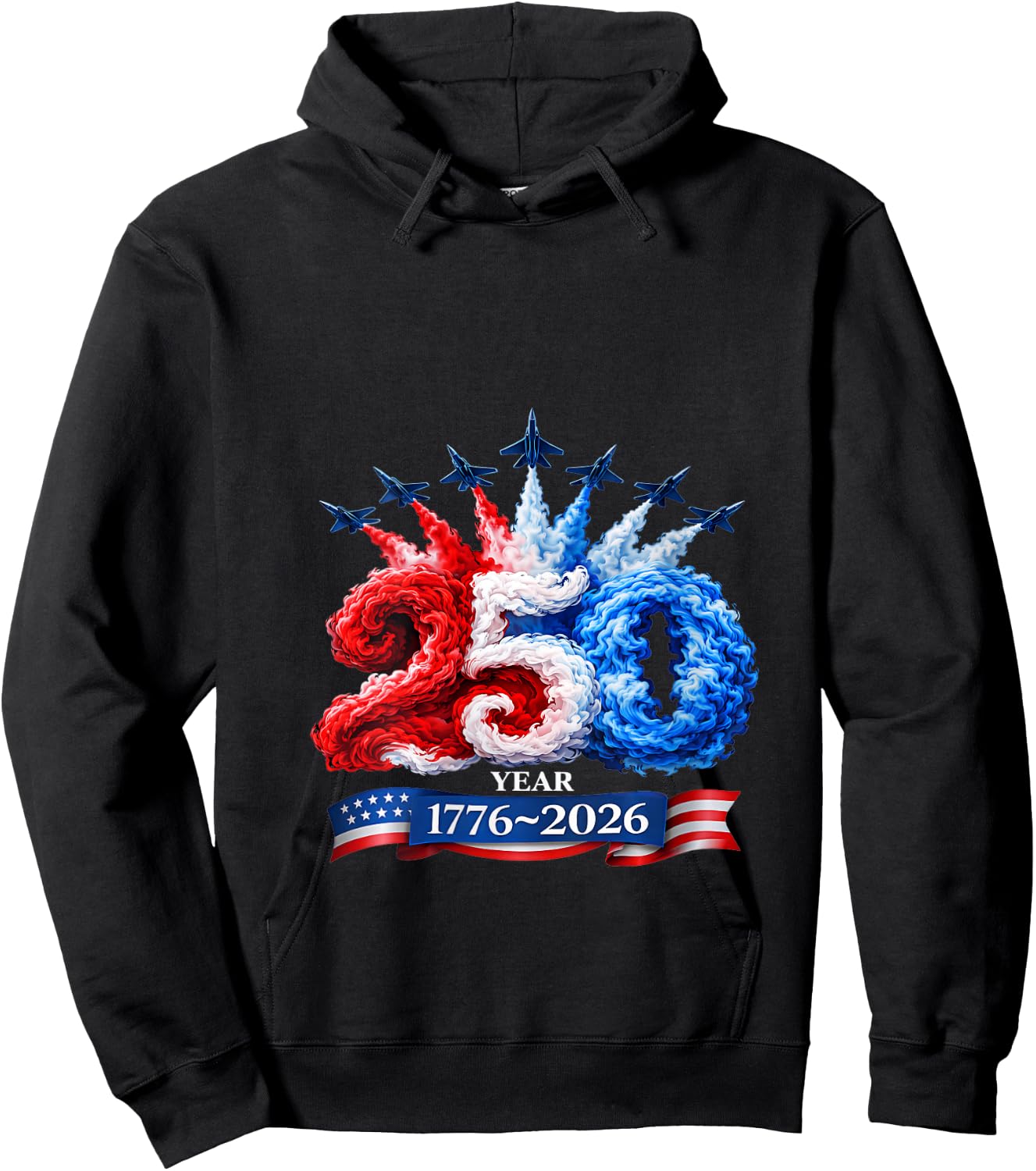 Women's 250 Years American 250th USA Patriotic 4th of July V-Neck Hoodie - Hoodie | Black