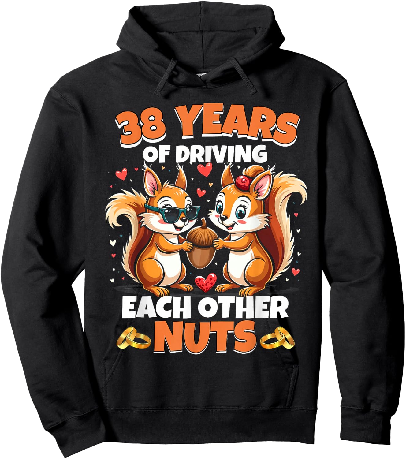 38th Wedding Anniversary 38 Years of Driving Each Other Nuts Hoodie - Hoodie | Black