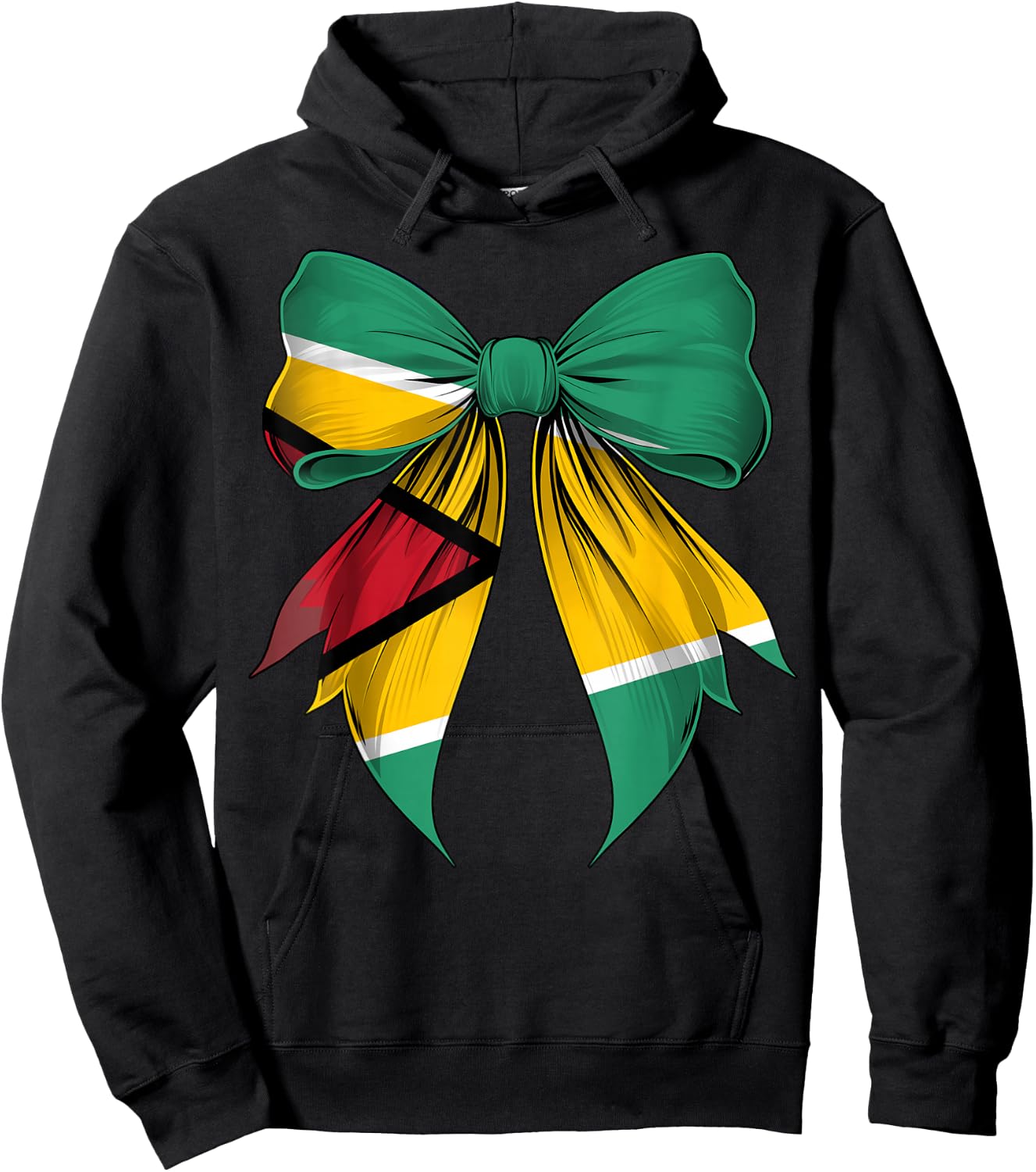 Guyana Flag Guyanese Pride Coquette Ribbon Hoodie - Hoodie | Black