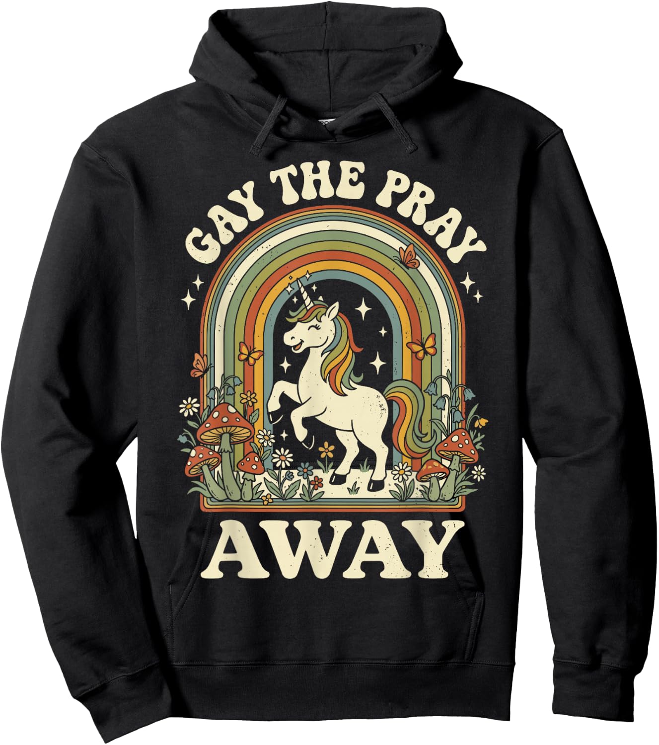 Gay The Pray Away Funny Pride Hoodie - Hoodie | Black