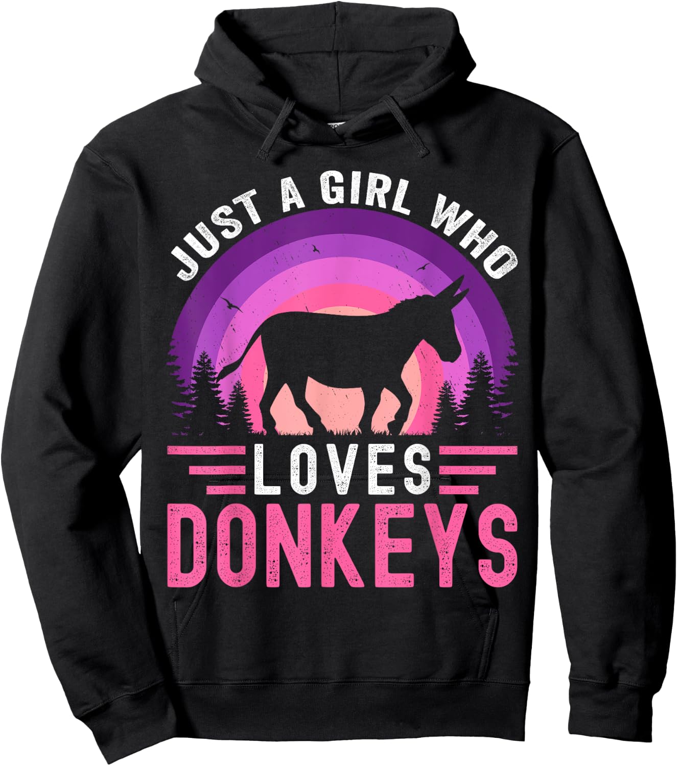 Just A Girl Who Loves Donkeys Retro Vintage Donkey Hoodie - Hoodie | Black