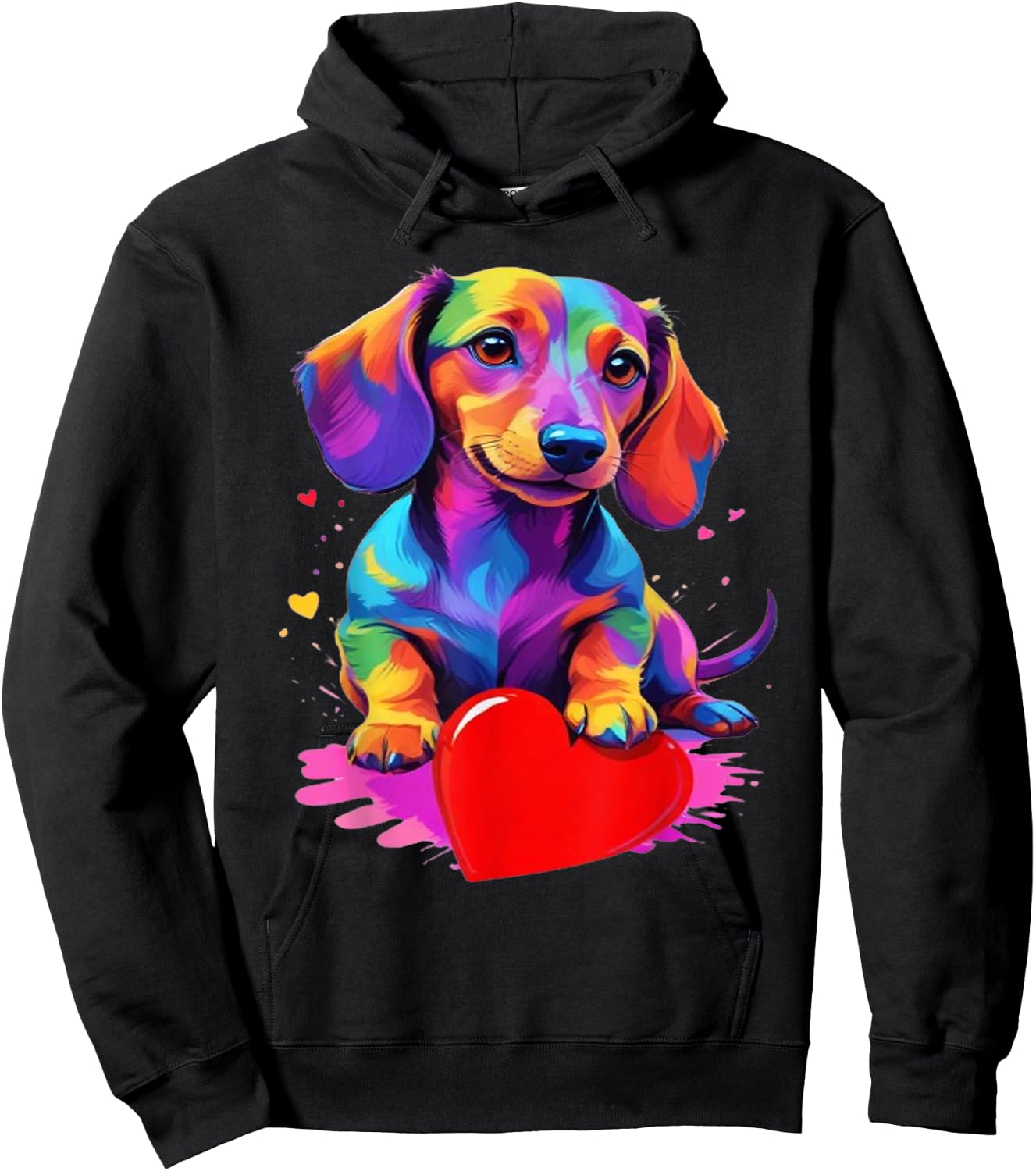 Dachshund Shirt - Colourful Dachshund Heart Graphic , black Hoodie - Hoodie | Black