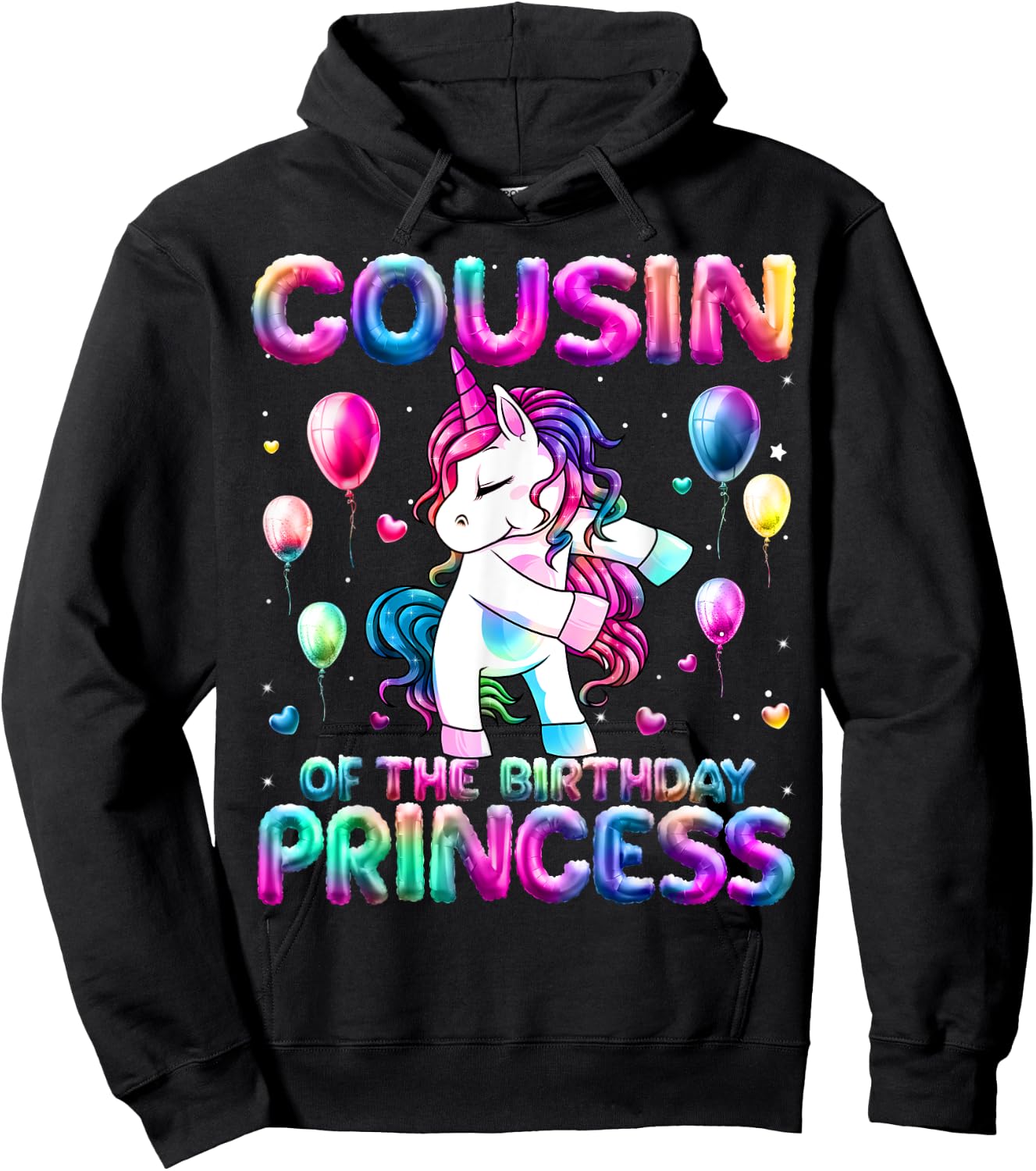 Cousin of the Birthday Princess Girl Flossing Unicorn Cousin Hoodie - Hoodie | Black