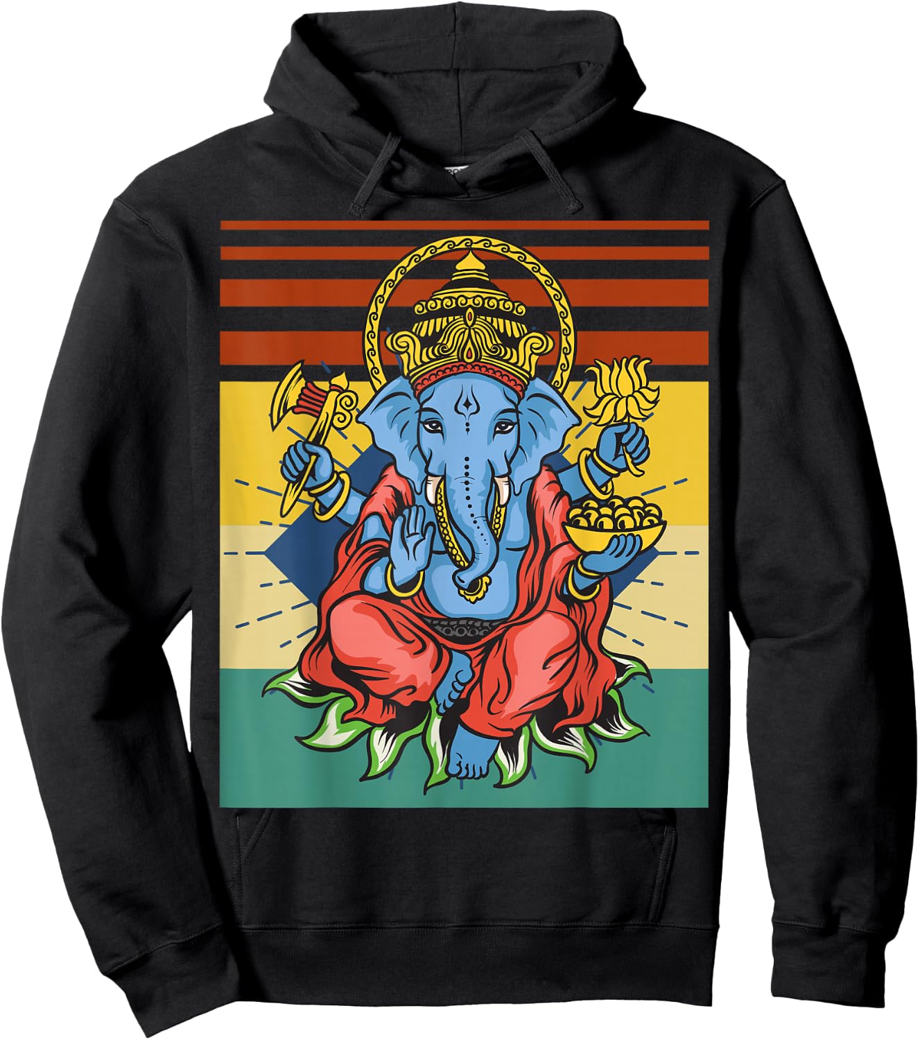 Retro Ganesha God - Yoga - Spiritual - Meditation - Yogi Hoodie - Hoodie | Black