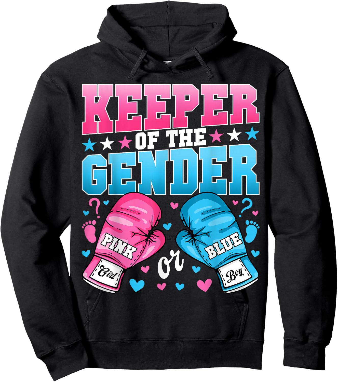 Keeper Of The Gender Boxer Funny Boxing Gender Reveal Party Hoodie - Hoodie | Black