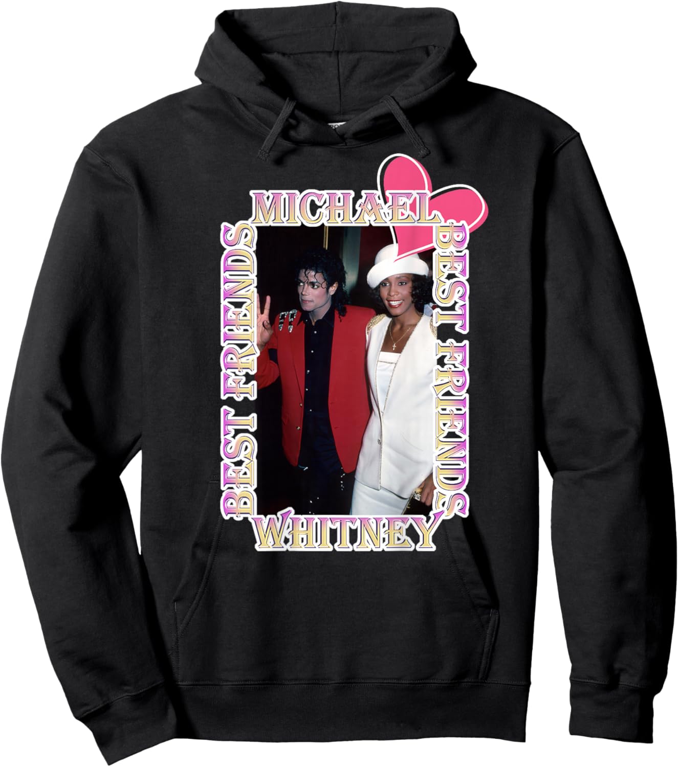Michael Jackson_Whitney Houston_Back printed , Black, S Hoodie - Hoodie | Black