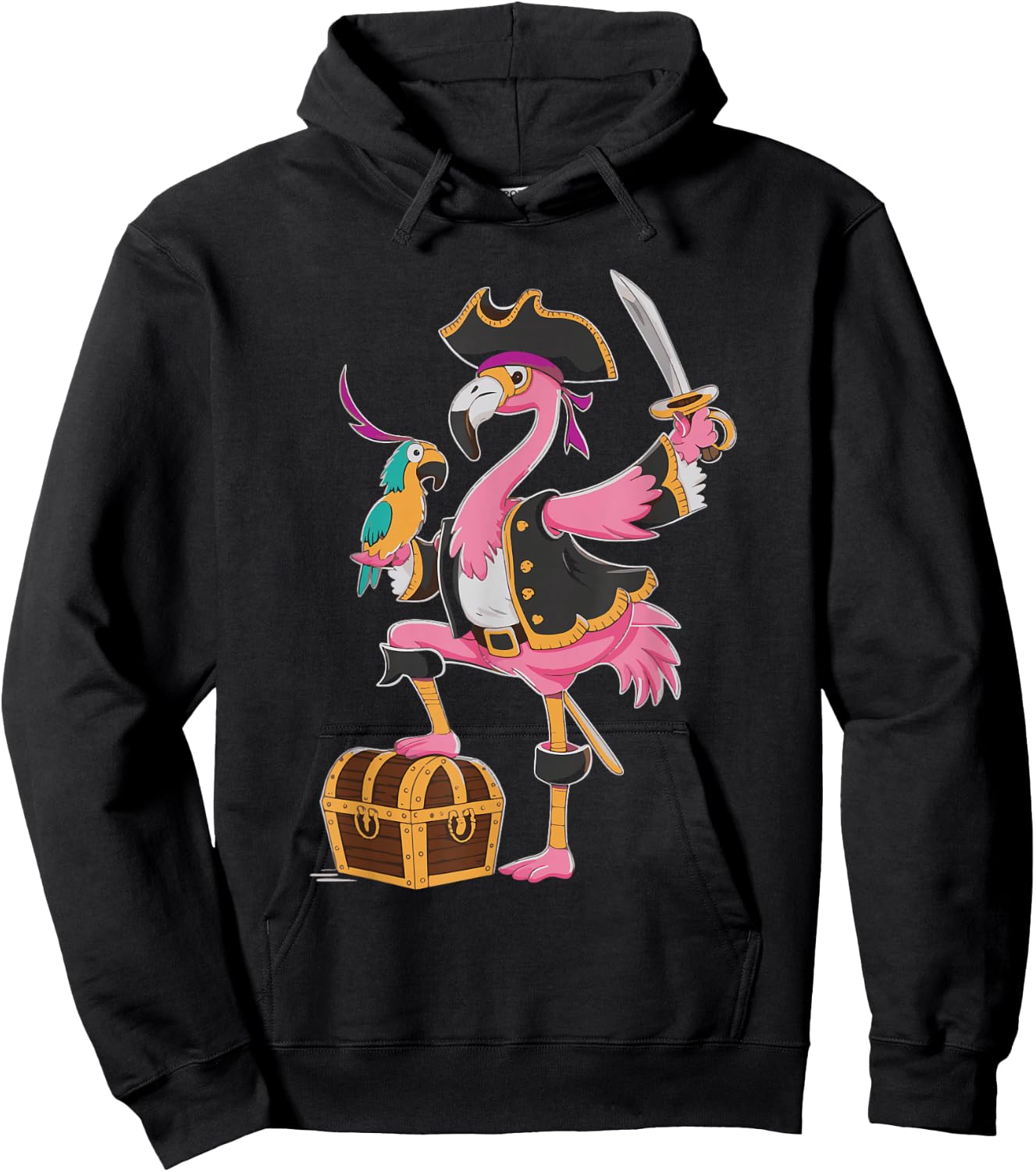Flamingo Pirate Hoodie - Hoodie | Black