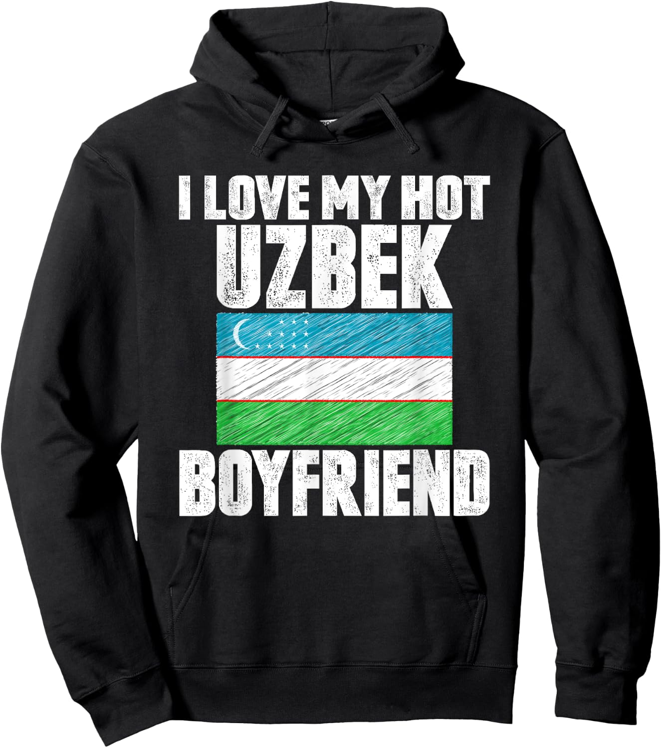 I Love My Hot Uzbek Boyfriend Anniversary Heart Wedding Hoodie - Hoodie | Black