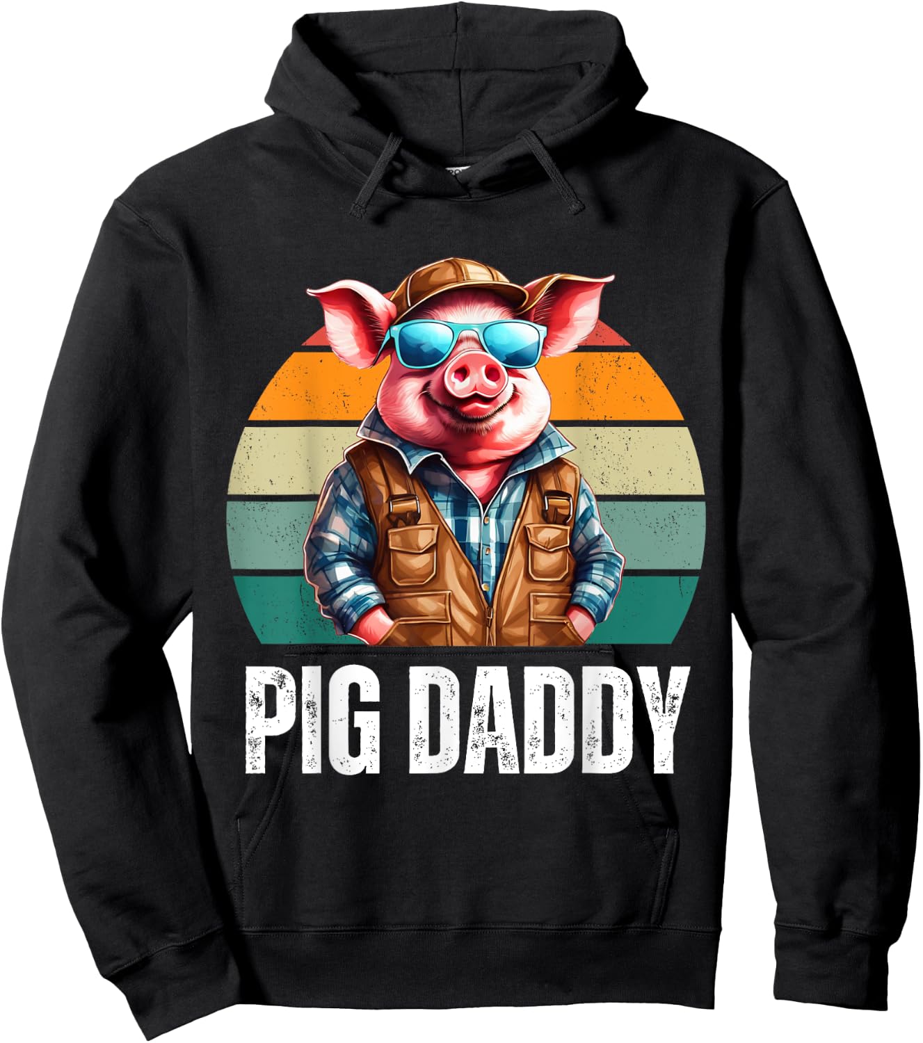 Pig Dad Daddy Father's Day Pig Lovers Farmer Hoodie - Hoodie | Black