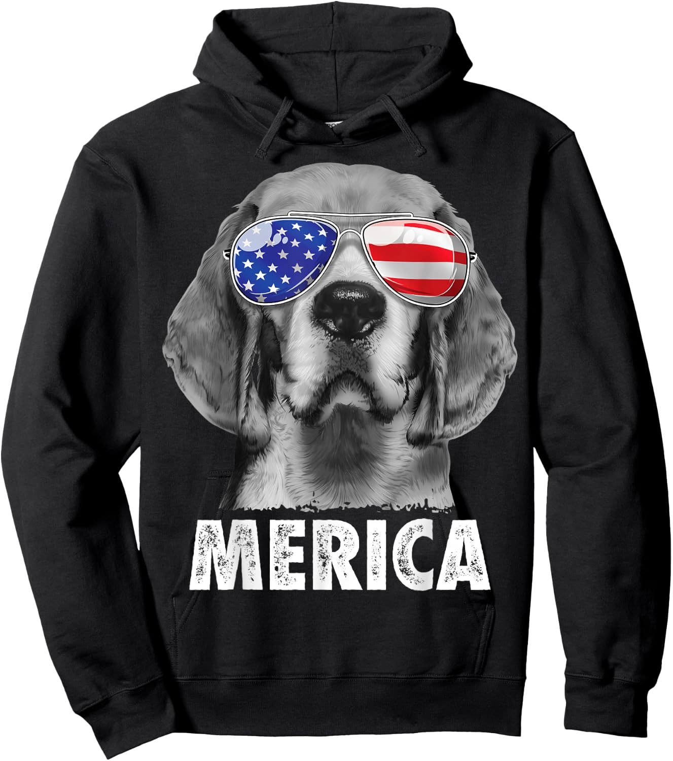 Beagle 4th of July Merica Sunglasses Men USA American Flag Hoodie - Hoodie | Black