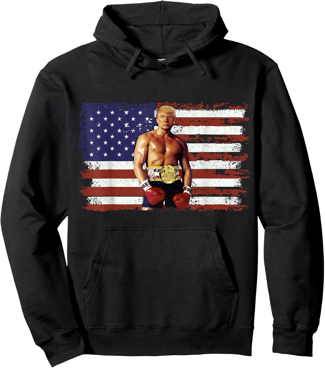 Trump Rocky Funny Boxer Trump Trump Rocky Meme Hoodie - Hoodie | Black