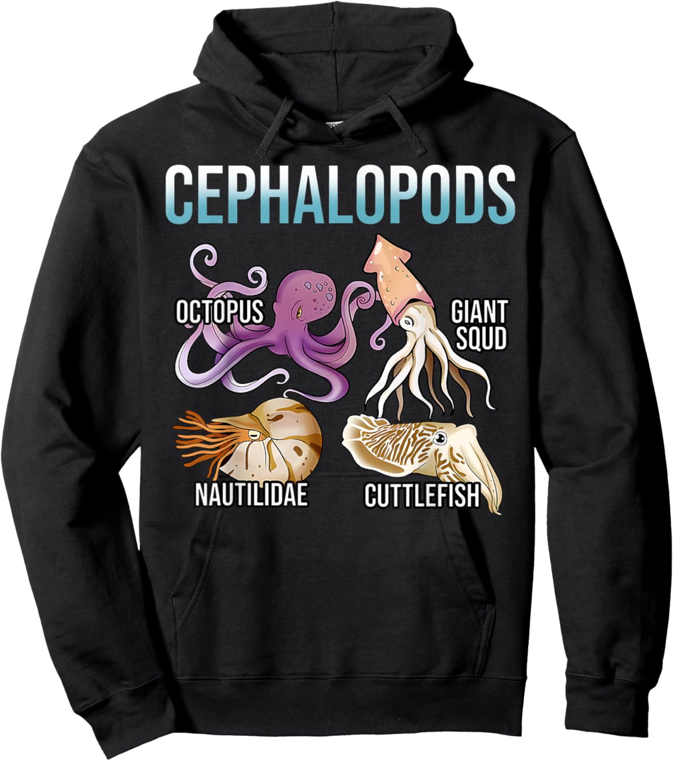The Cephalopod Octopus Marine Biology Cephalopod Ocean Art Hoodie - Hoodie | Black