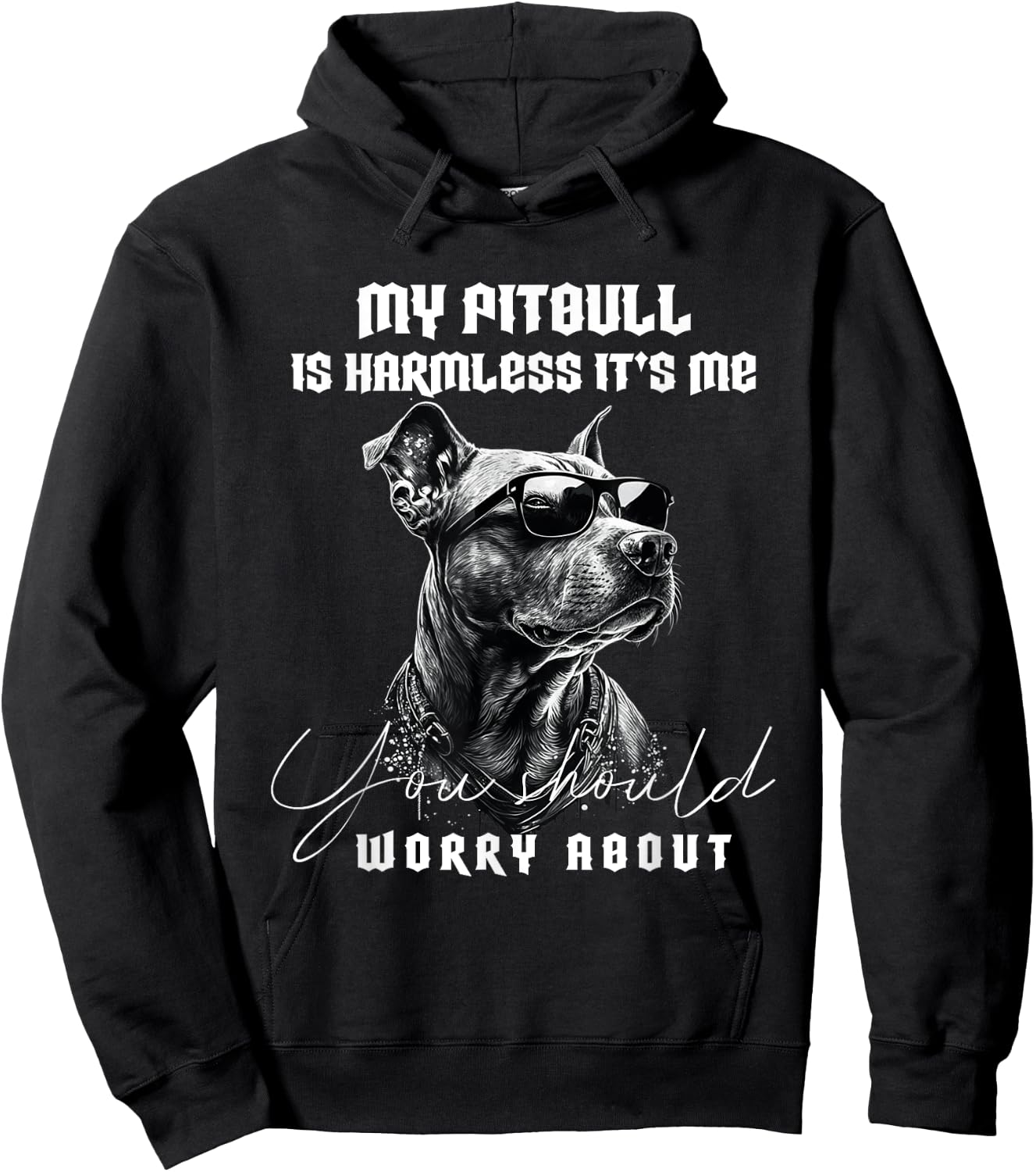 My Pitbull is Harmless Its Me You Should Worry About Dog Hoodie - Hoodie | Black
