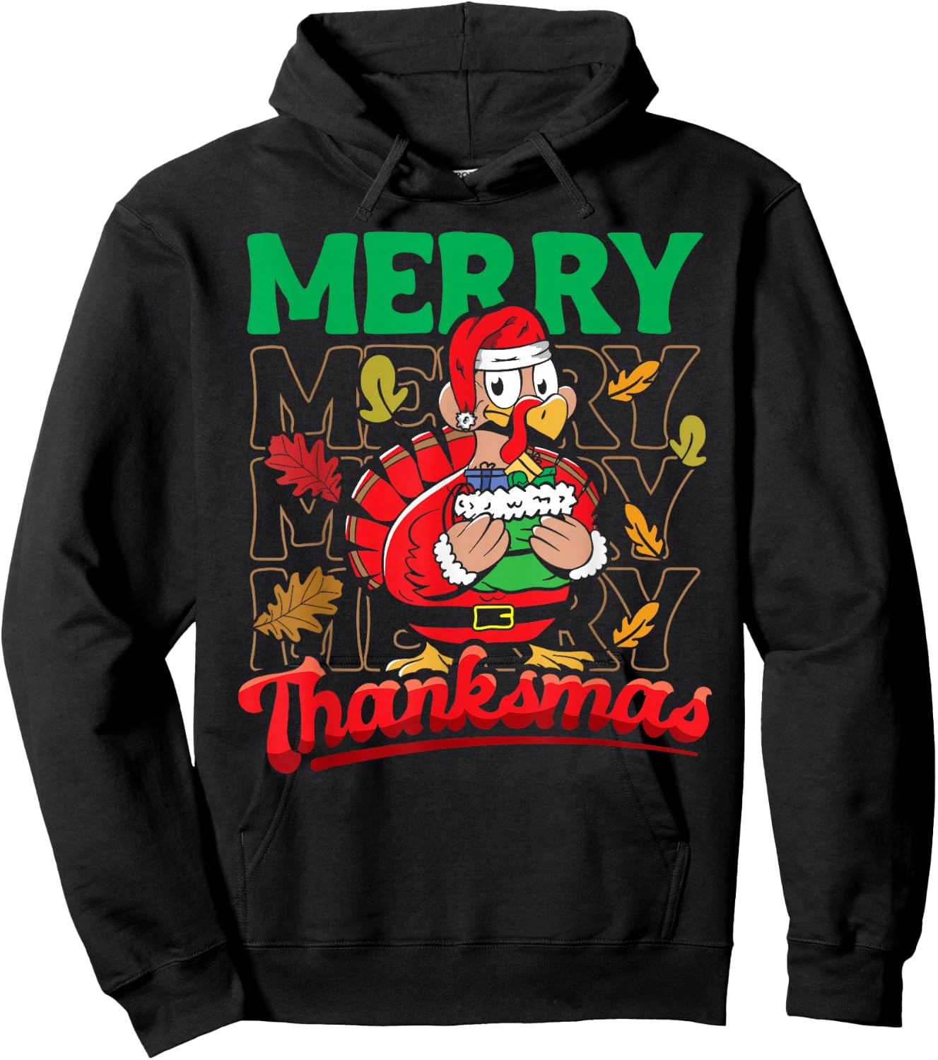 Happy Thanksgiving Thanksgiving Christmas Turkey Hoodie - Hoodie | Black