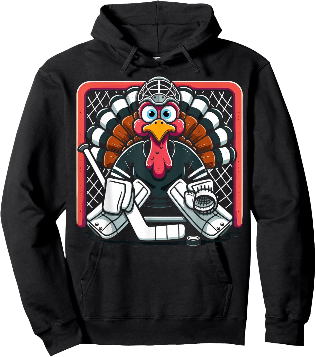 Thanksgiving Turkey Ice Hockey Goalie Youth Boys Thankful Hoodie - Hoodie | Black