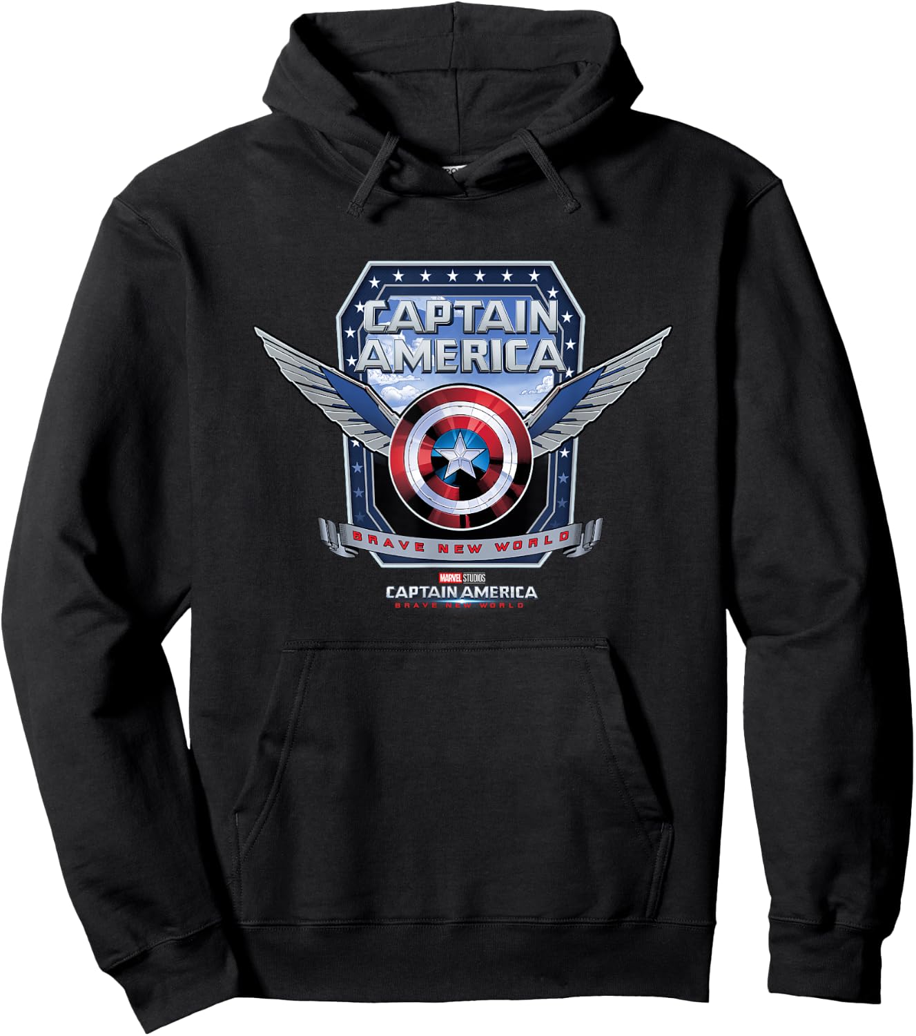 Marvel Captain America: Brave New World Winged Shield Logo Hoodie - Hoodie | Black