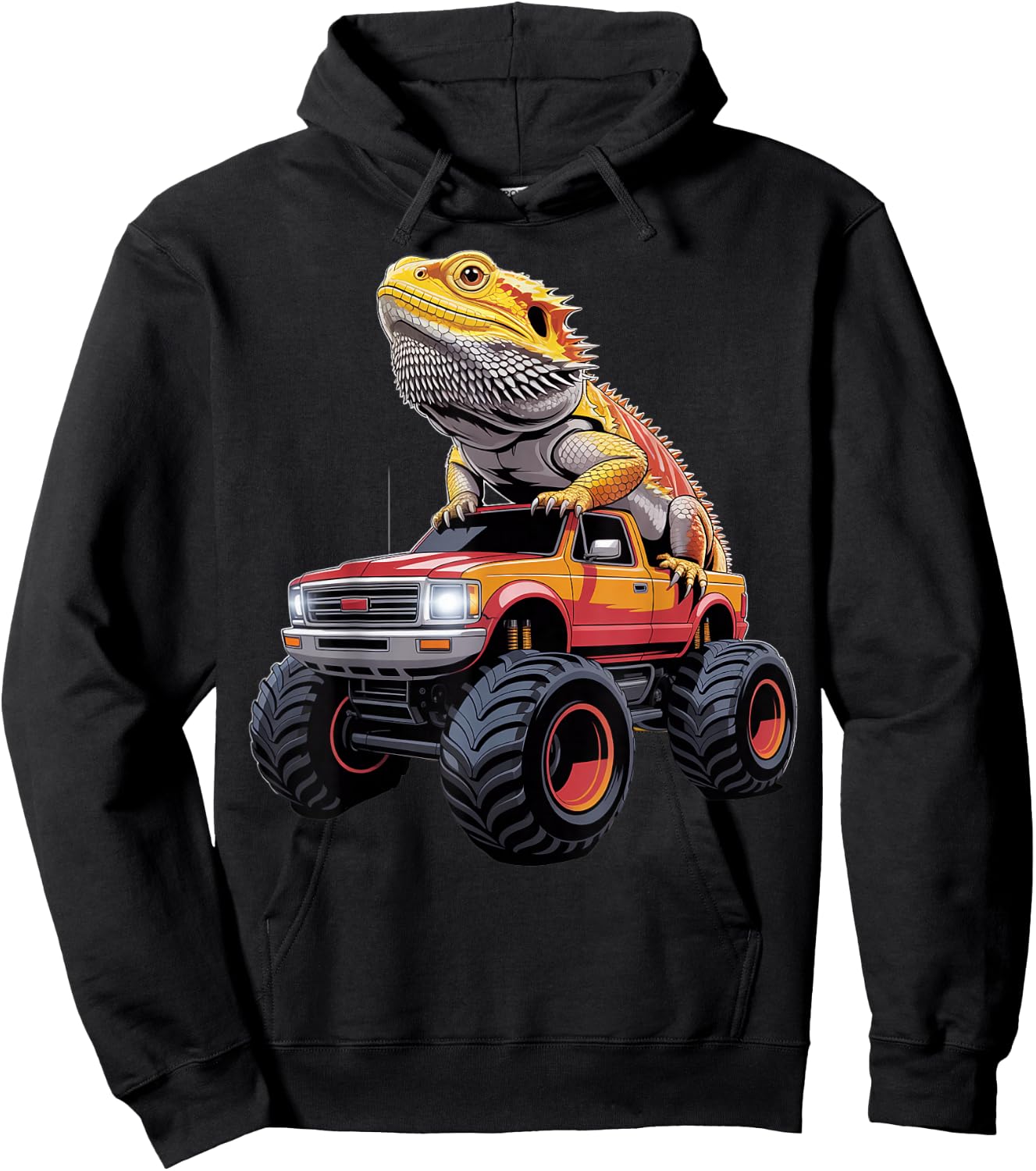 Monster Truck With Bearded Dragon Hoodie - Hoodie | Black