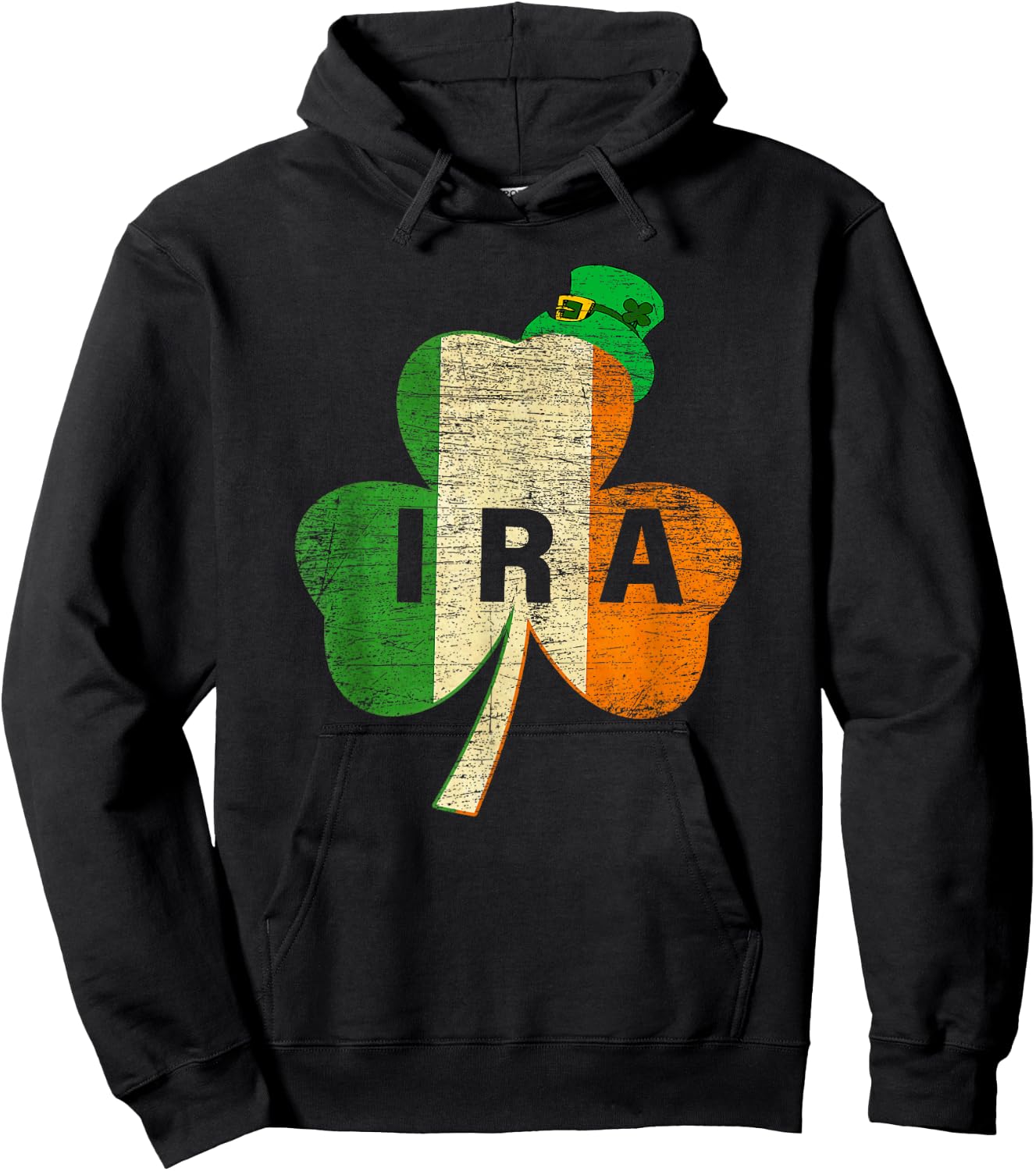St. Patricks Day IRA Vintage Irland Flagge Irish Luck Shamrock Hoodie - Hoodie | Black