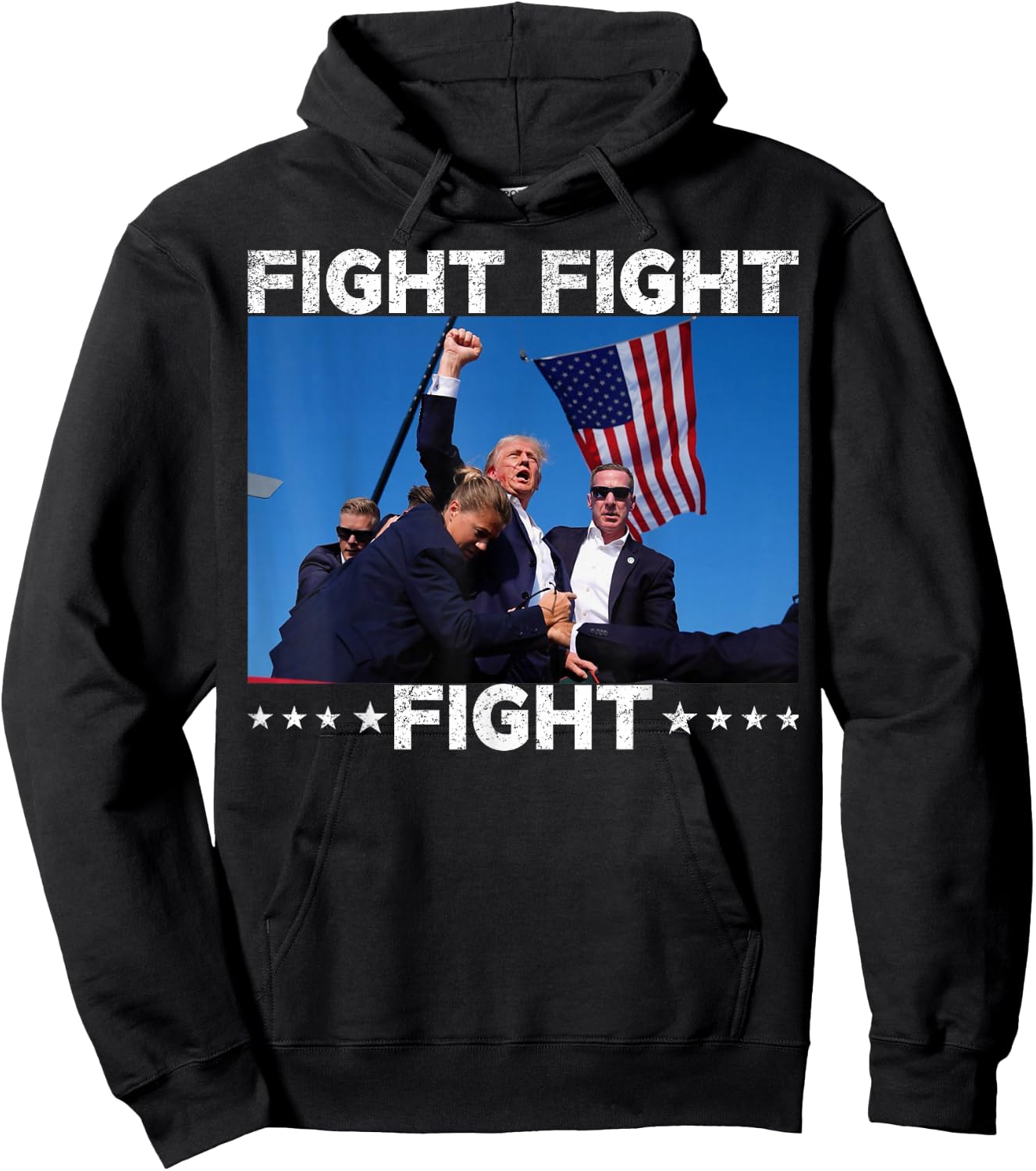 FIGHT FIGHT FIGHT Trump 2024 Vote Trump Hoodie - Hoodie | Black
