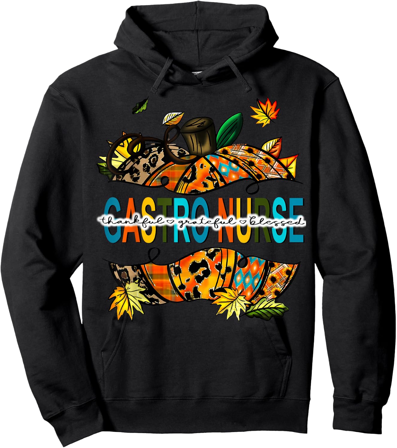 Fall Gastro Nurse Pumpkin Gastro Crew Endoscopy Thanksgiving Hoodie - Hoodie | Black