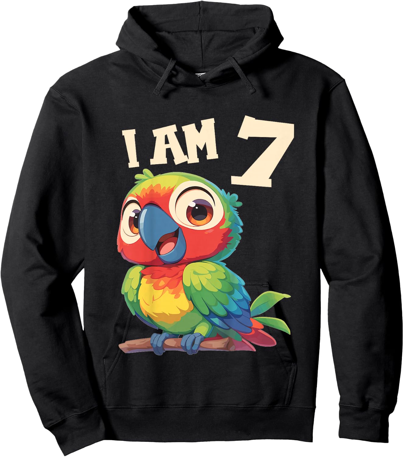 Kids 7 Years old 7 birthday Parrots Boy Girl Parrot Hoodie - Hoodie | Black