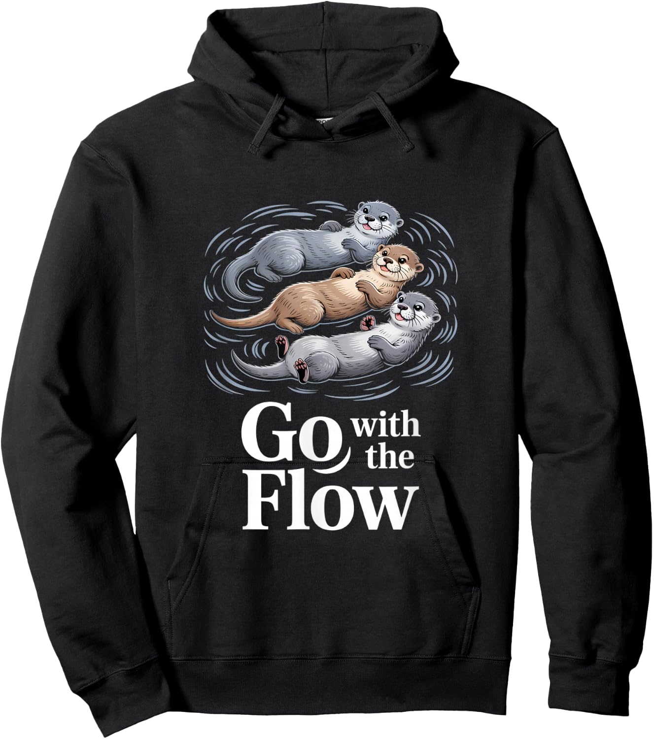Go with The Flow Lustiger Otter Schwebender Spruch Hoodie - Hoodie | Black