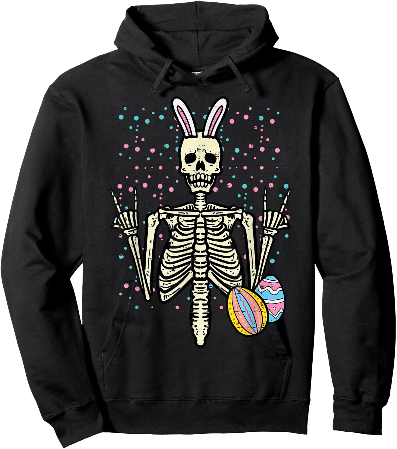 Easter Rocker Skeleton Rock Hand Men Boys Toddler Kids Youth Hoodie - Hoodie | Black