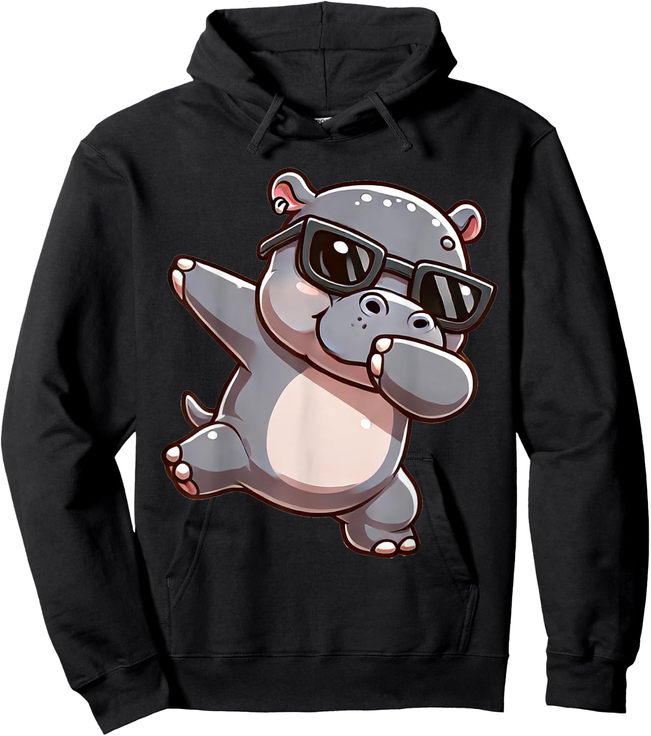 Dabbing Hippo Funny Hippo Zoomotiv Hippo , black, S Hoodie - Hoodie | Black