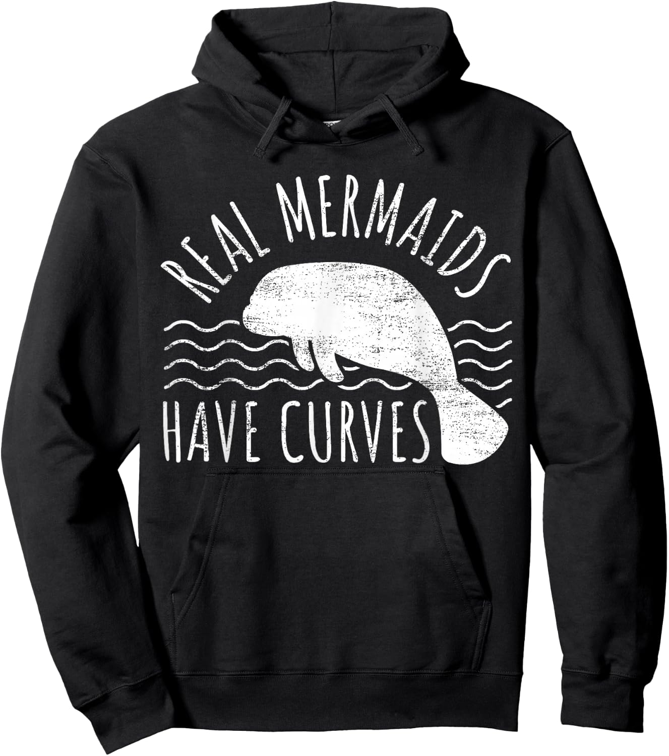 Manatee I Real Mermaids Have Curves I Chubby Manatee Hoodie - Hoodie | Black