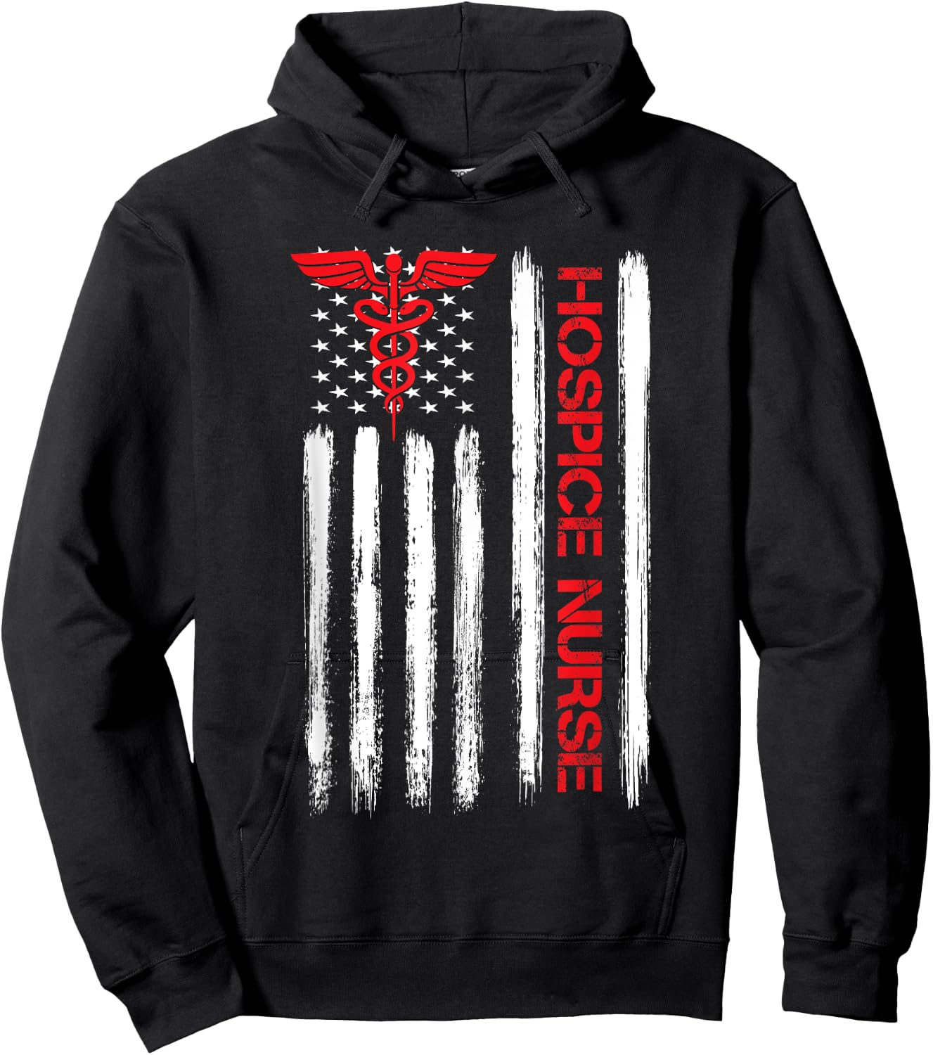 American Flag Hospice Nurse End of Life Palliative Nursing Hoodie - Hoodie | Black