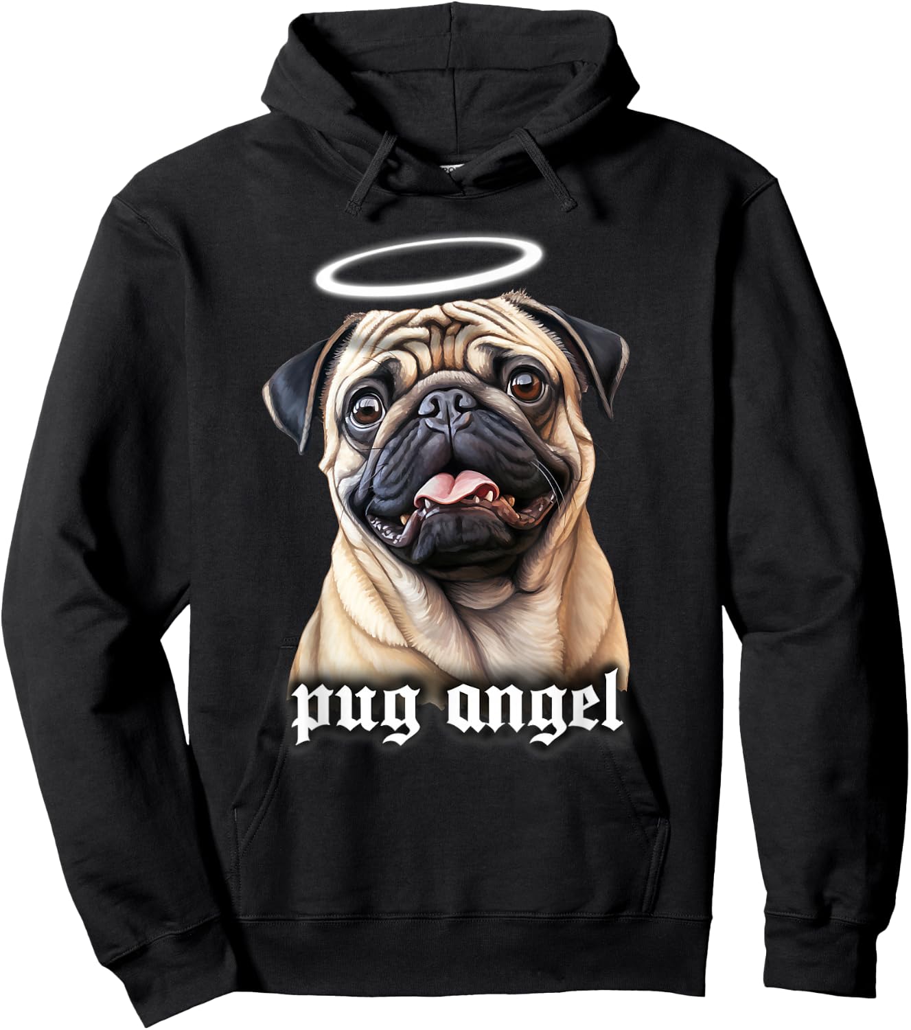 Pug Angel Dog Portrait Hoodie - Hoodie | Black