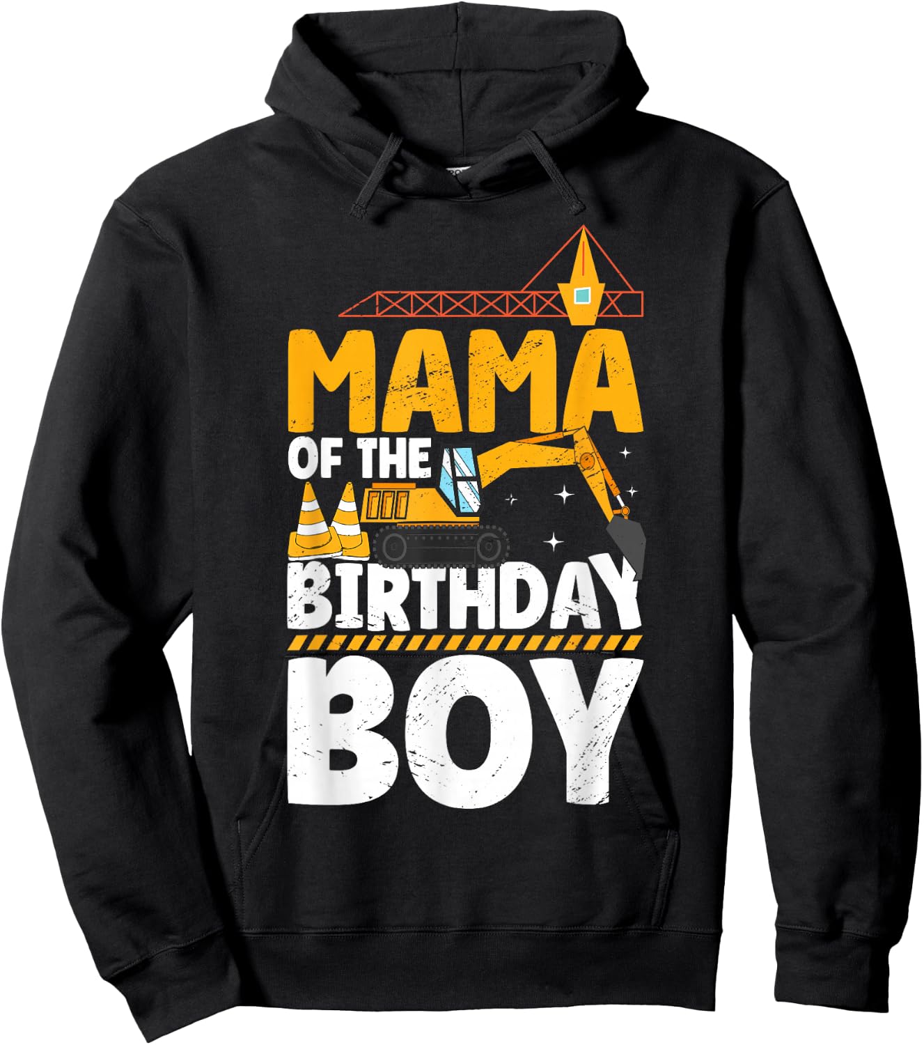 Mom Of The Birthday Boy Construction Theme Party Matching Hoodie - Hoodie | Black