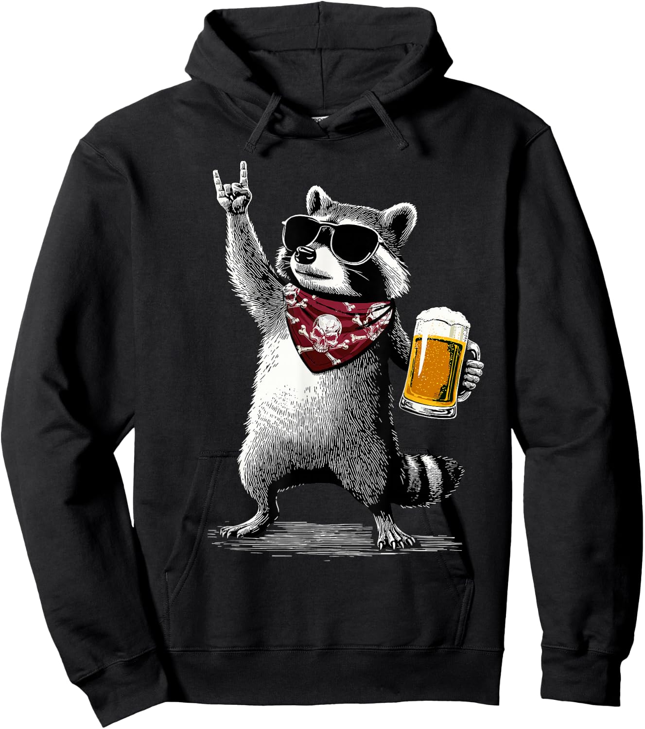 Raccoon Rock On Beer Bar Kneipentour und trinkt lustiges Bier Hoodie - Hoodie | Black