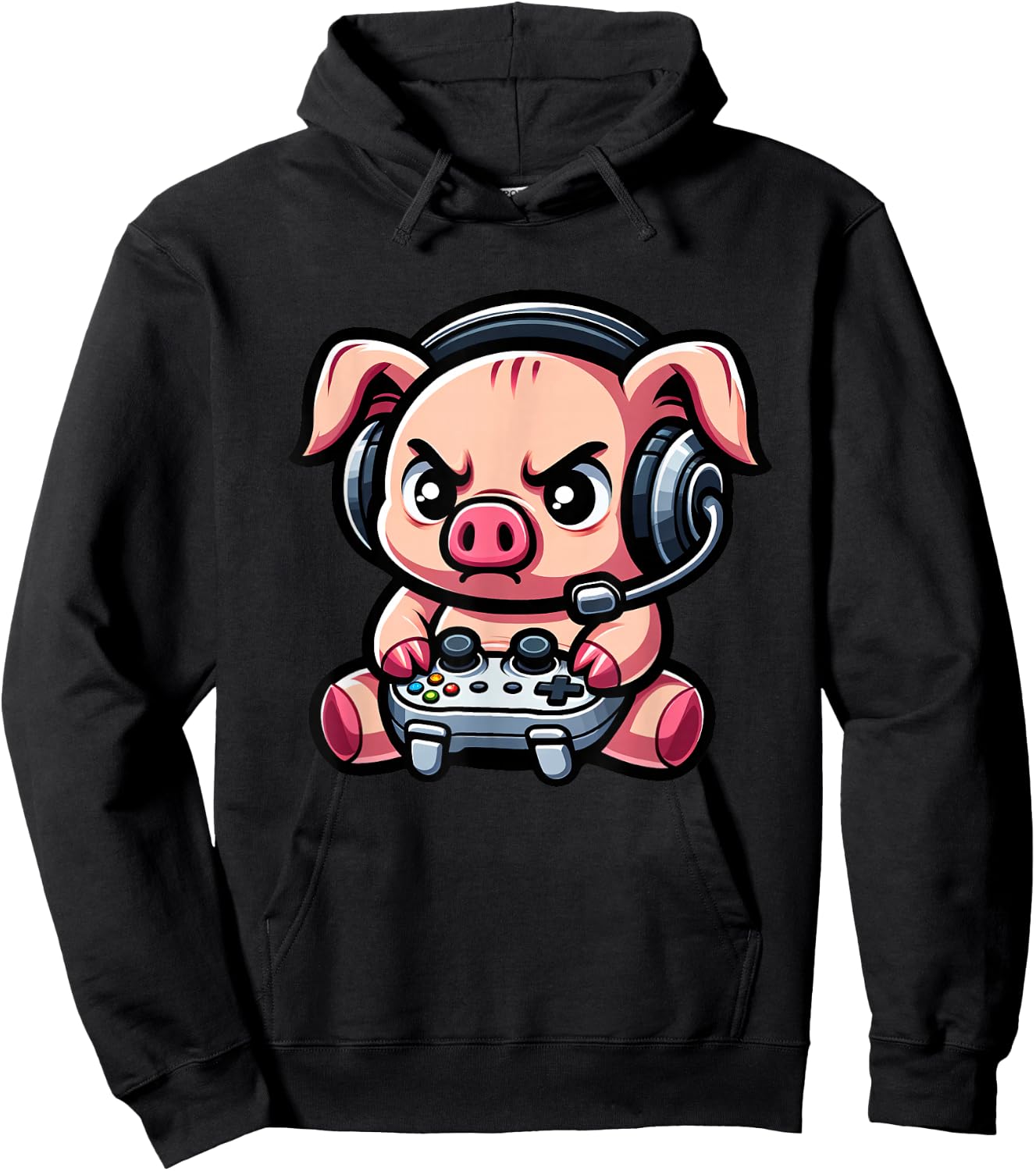 Cute Pig Funny Gamer Video Games Boys Girls Kids Hoodie - Hoodie | Black