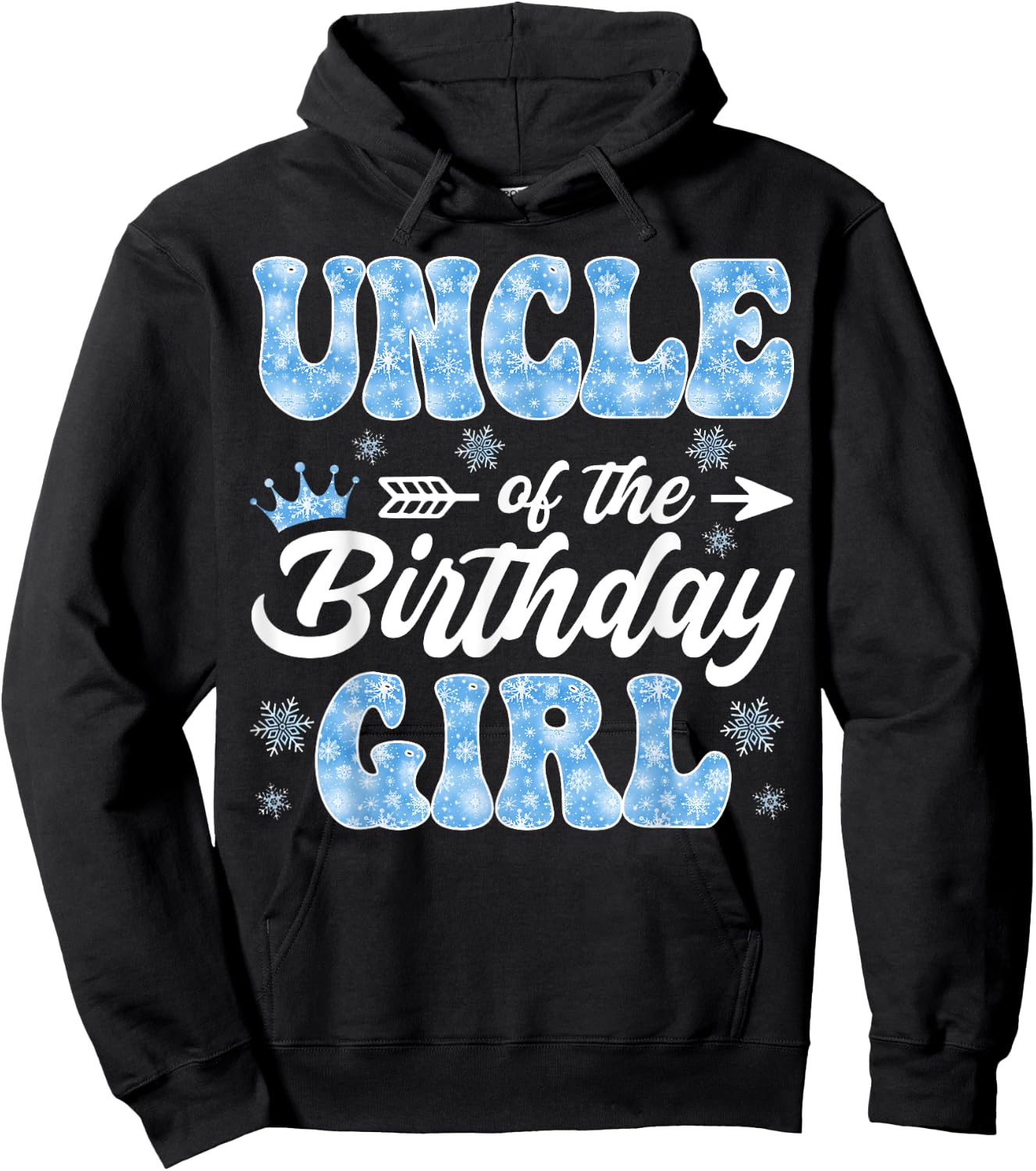 Uncle Of The Birthday Girl Snowflakes Winter Xmas Hoodie - Hoodie | Black