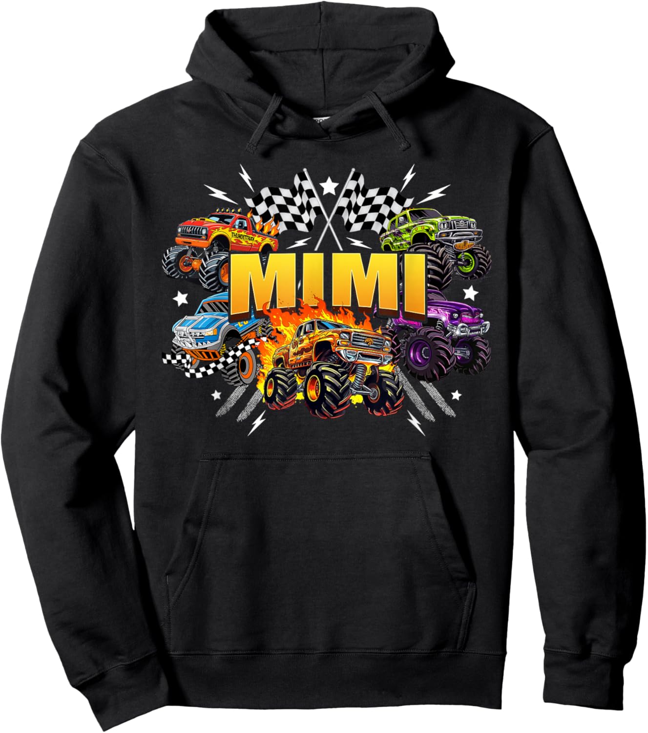 Mimi Retro Monster Truck Family Crew Birthday Matching Hoodie - Hoodie | Black