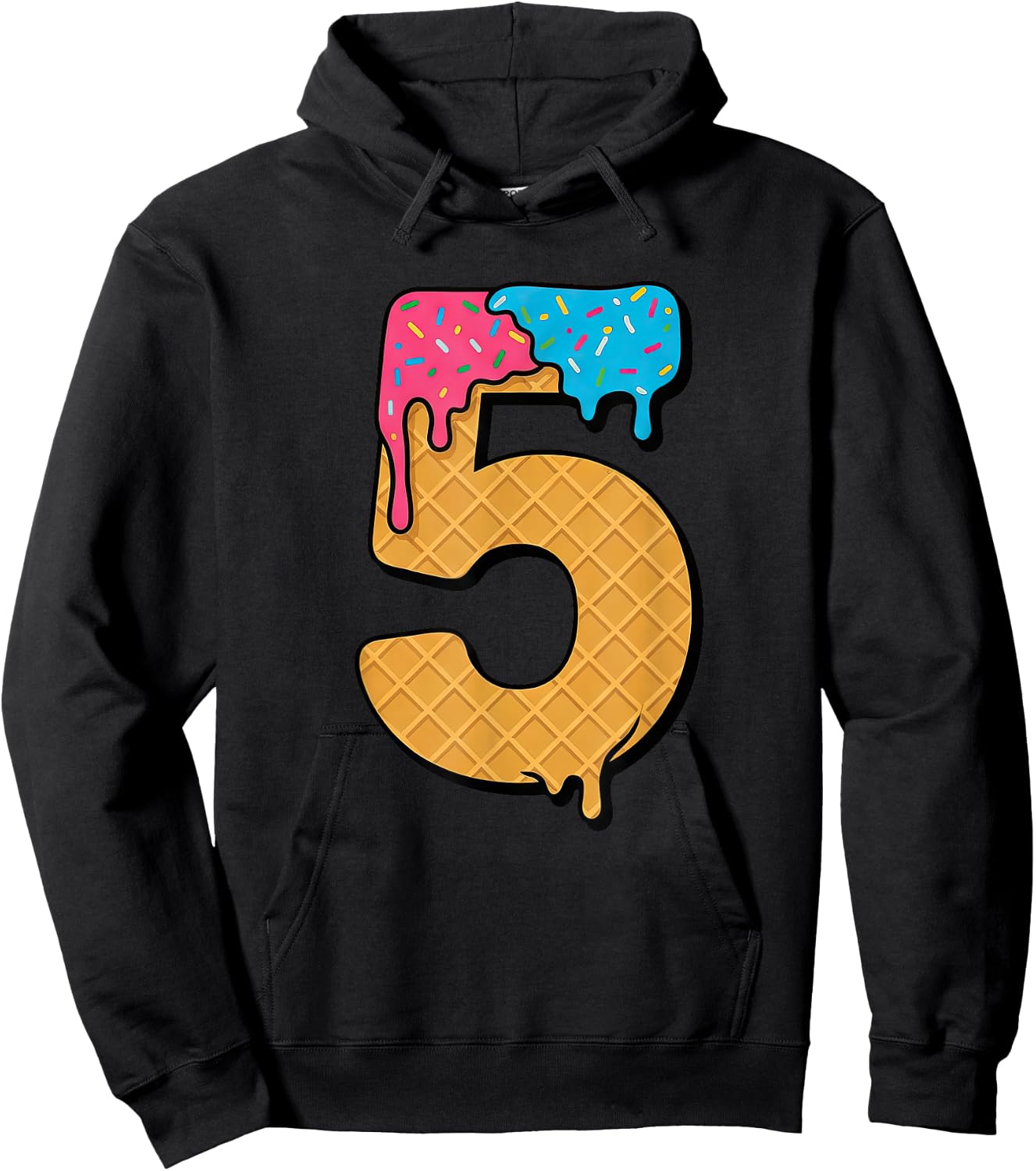 5th Birthday Ice-Cream Drip Five 5 Year Old Bday Boys Girls Hoodie - Hoodie | Black