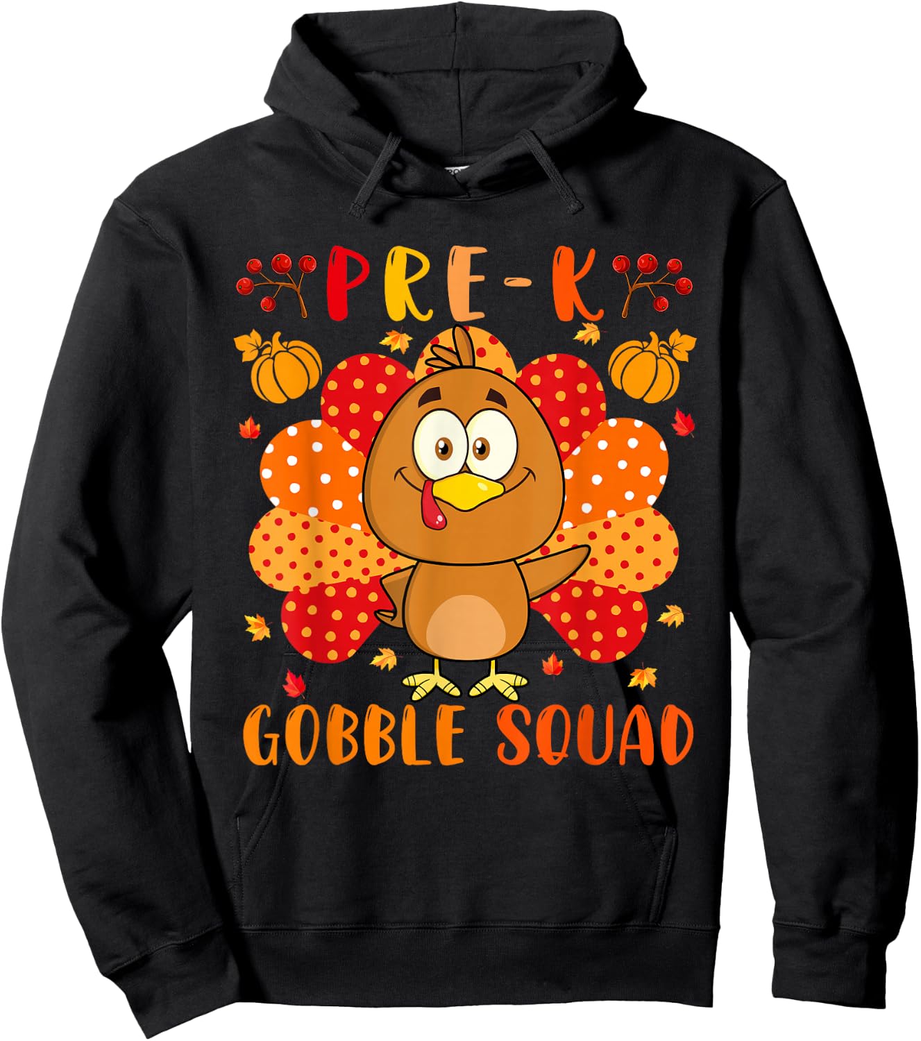 Pre-K Gobble Squad Thanksgiving Turkey Teacher Students Hoodie - Hoodie | Black