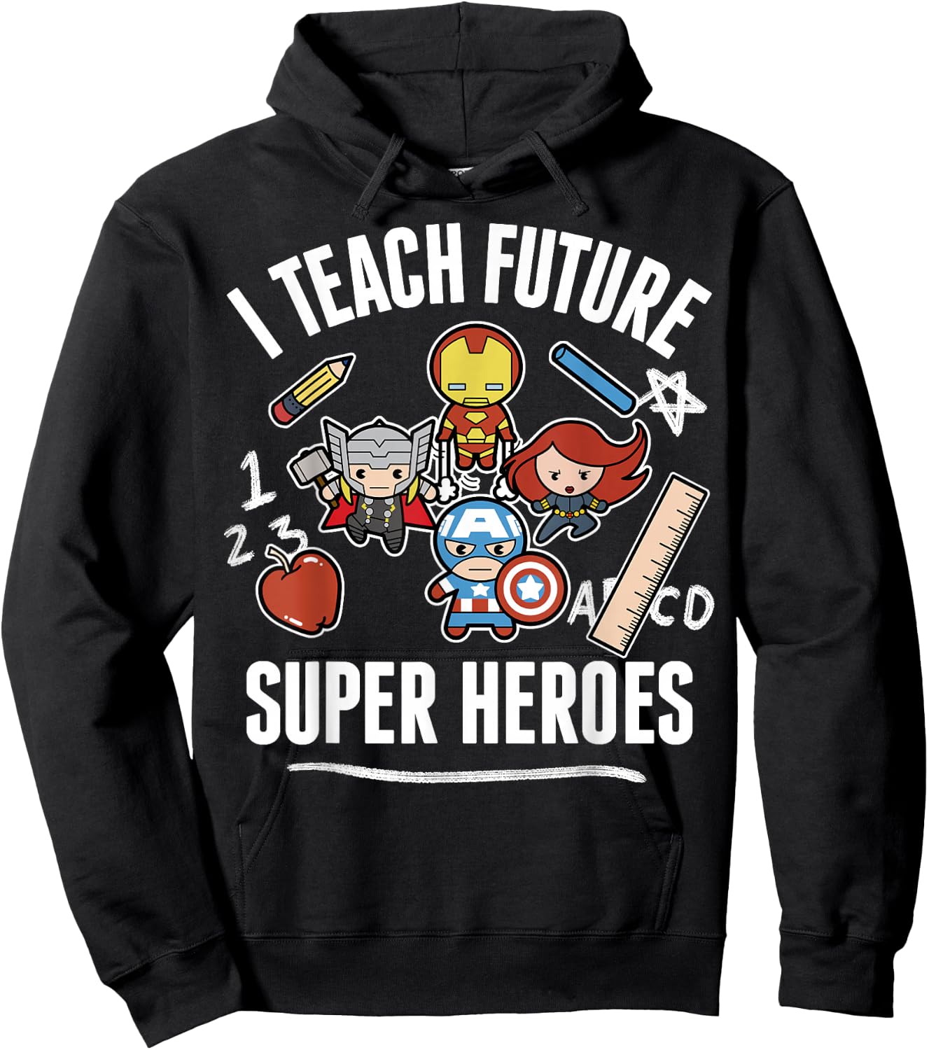 Marvel Avengers Classic I Teach Super Heroes Graphic Hoodie - Hoodie | Black