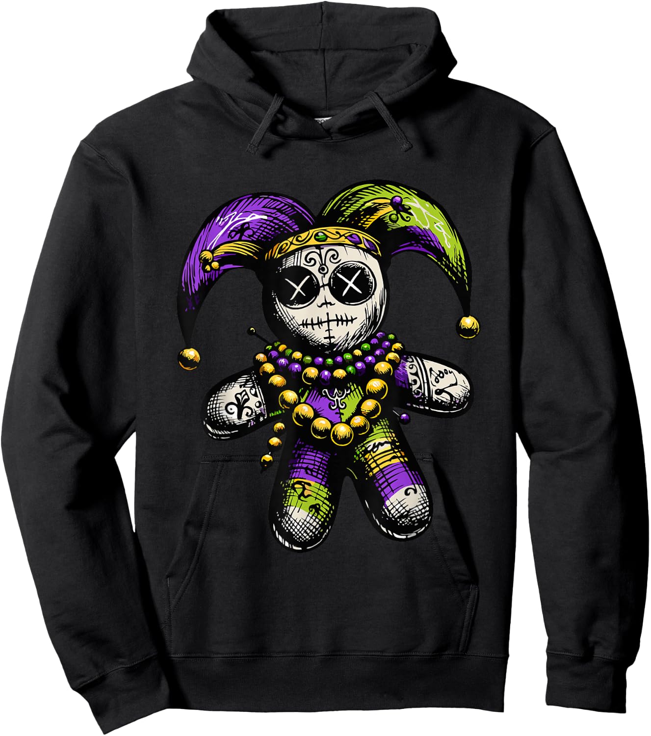Mardi Gras Witch Doctor Goth Women Men Voodoo Doll Costume Hoodie - Hoodie | Black