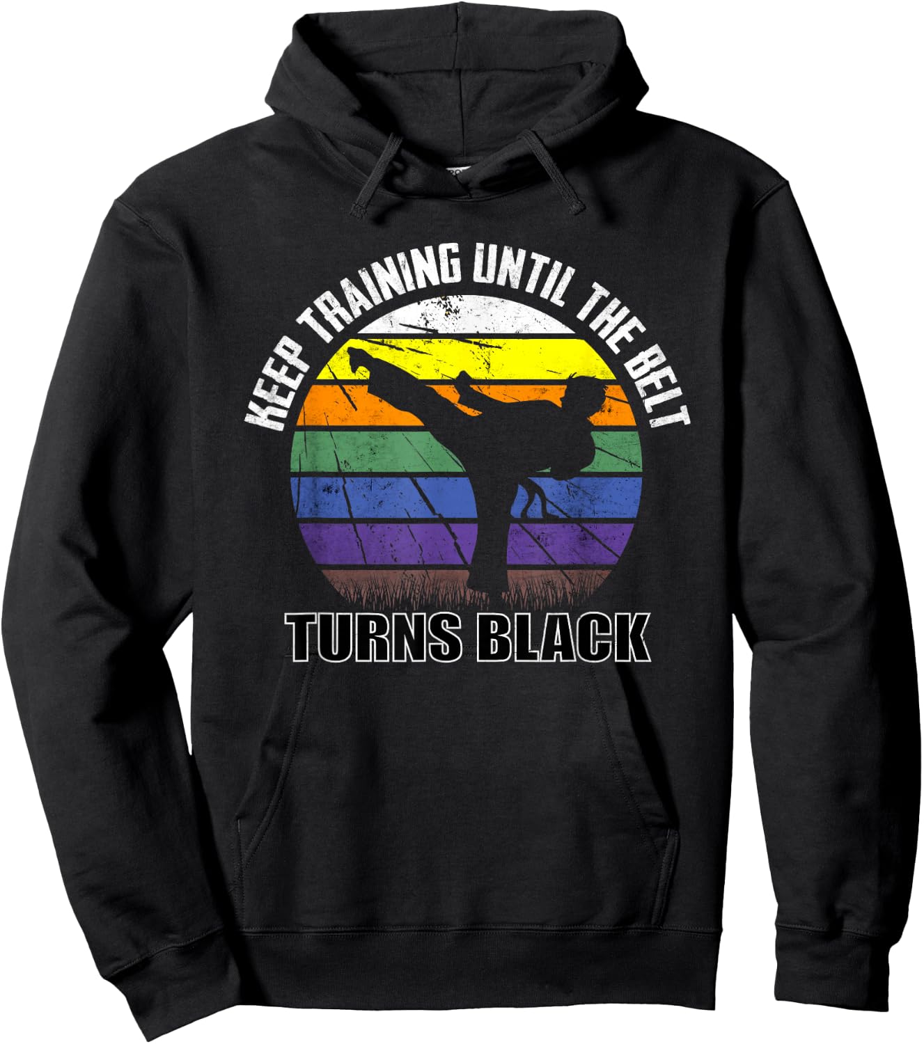 Keep training until the belt turns black Karate Short Sleeve Hoodie - Hoodie | Black