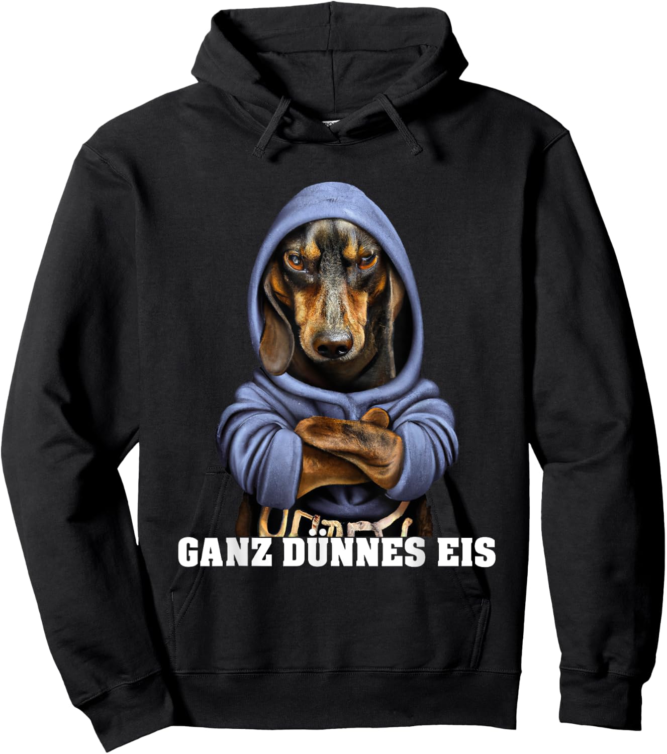 Dachshund with Hoodi or Dog Dachshund Very Thin Ice , black Hoodie - Hoodie | Black