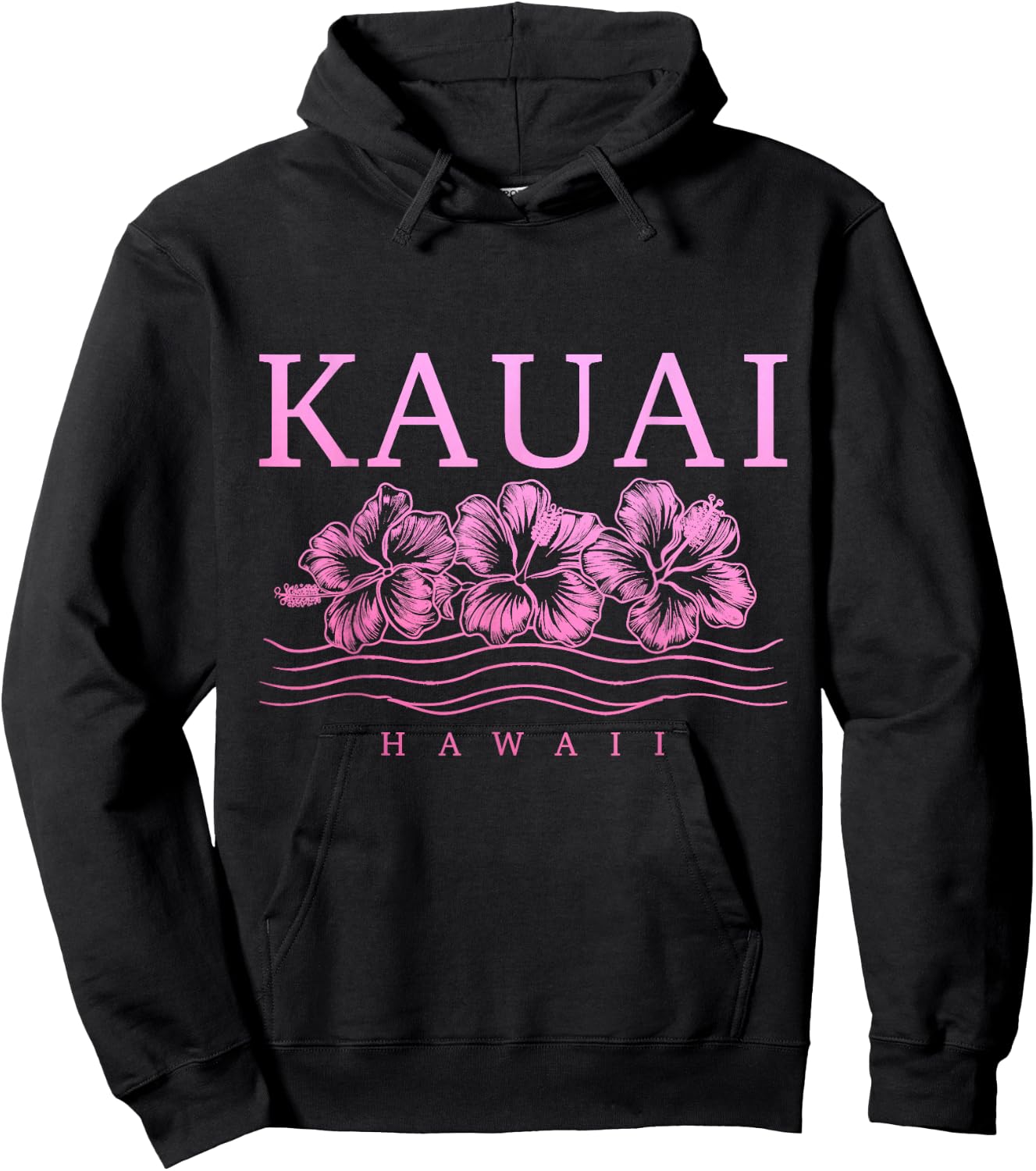 Kauai Hawaii Hawaiian Hibiscus Flowers Surfer Souvenir Hoodie - Hoodie | Black