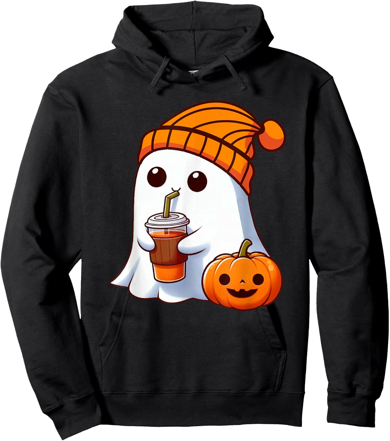 Halloween Costume Ghost drinking pumpkin Men Women girls Hoodie - Hoodie | Black