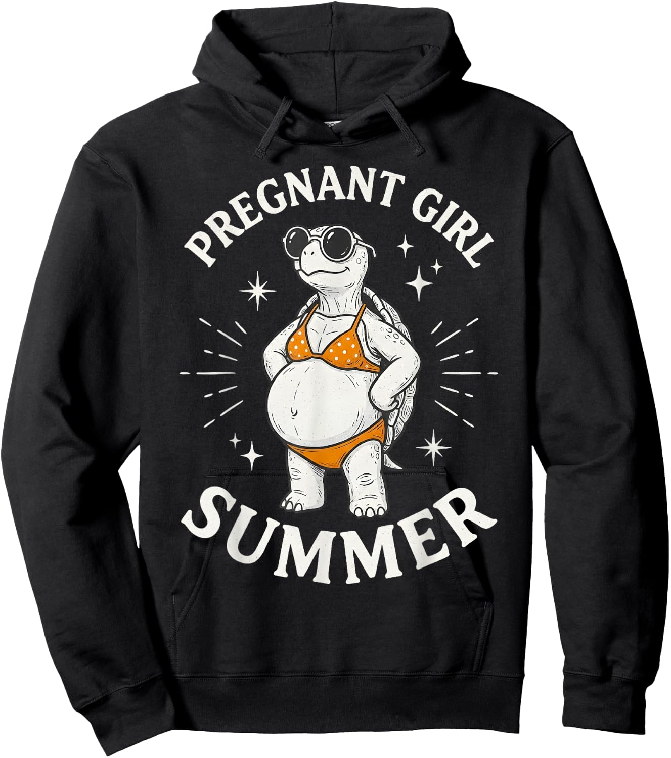 Funny Pregnant Girl Summer Cute Turtle Pregnancy Beach Vibes Hoodie - Hoodie | Black