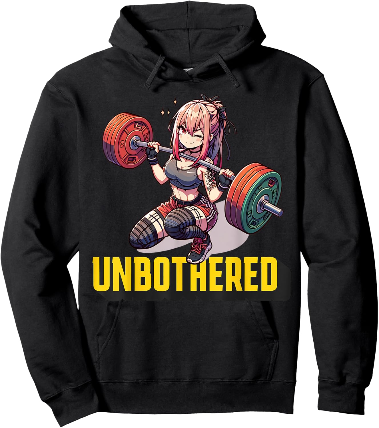 Unbothered Manga Shirt Funny Anime Workout Gym Girl Cool Hoodie - Hoodie | Black